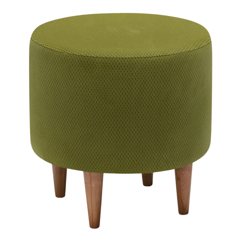 Stylish green Stool NORDIC with natural beech legs, 40x40x40cm.