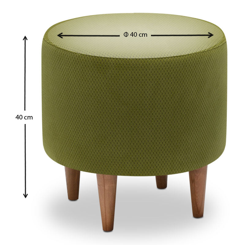 Stylish green Stool NORDIC with natural beech legs, 40x40x40cm.