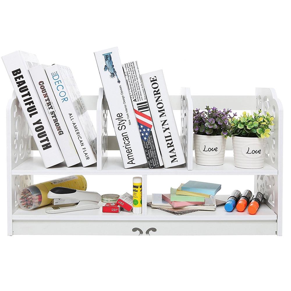 Large white bookshelf made of wood-plastic board with three rows for books and decor, featuring a minimalist modern design.