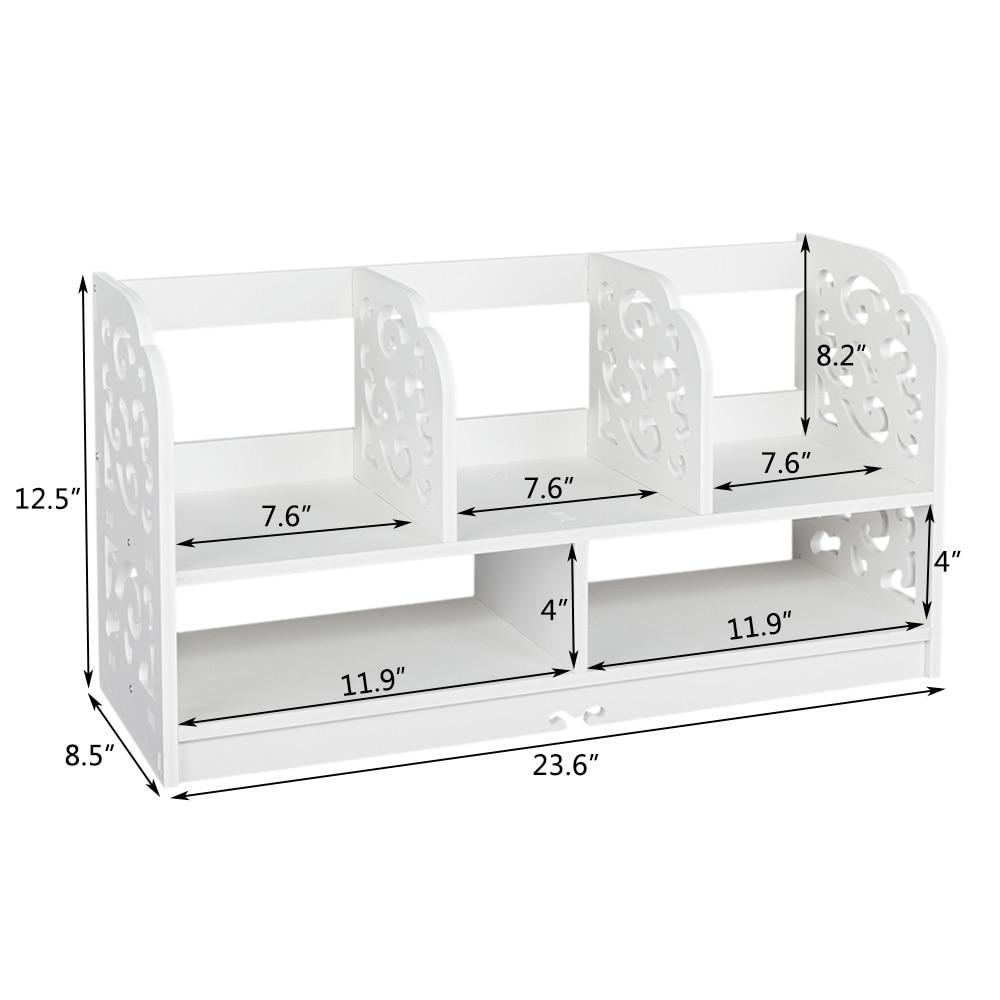 Large white bookshelf made of wood-plastic board with three rows for books and decor, featuring a minimalist modern design.