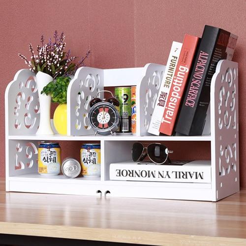 Large white bookshelf made of wood-plastic board with three rows for books and decor, featuring a minimalist modern design.