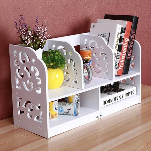 Large white bookshelf made of wood-plastic board with three rows for books and decor, featuring a minimalist modern design.