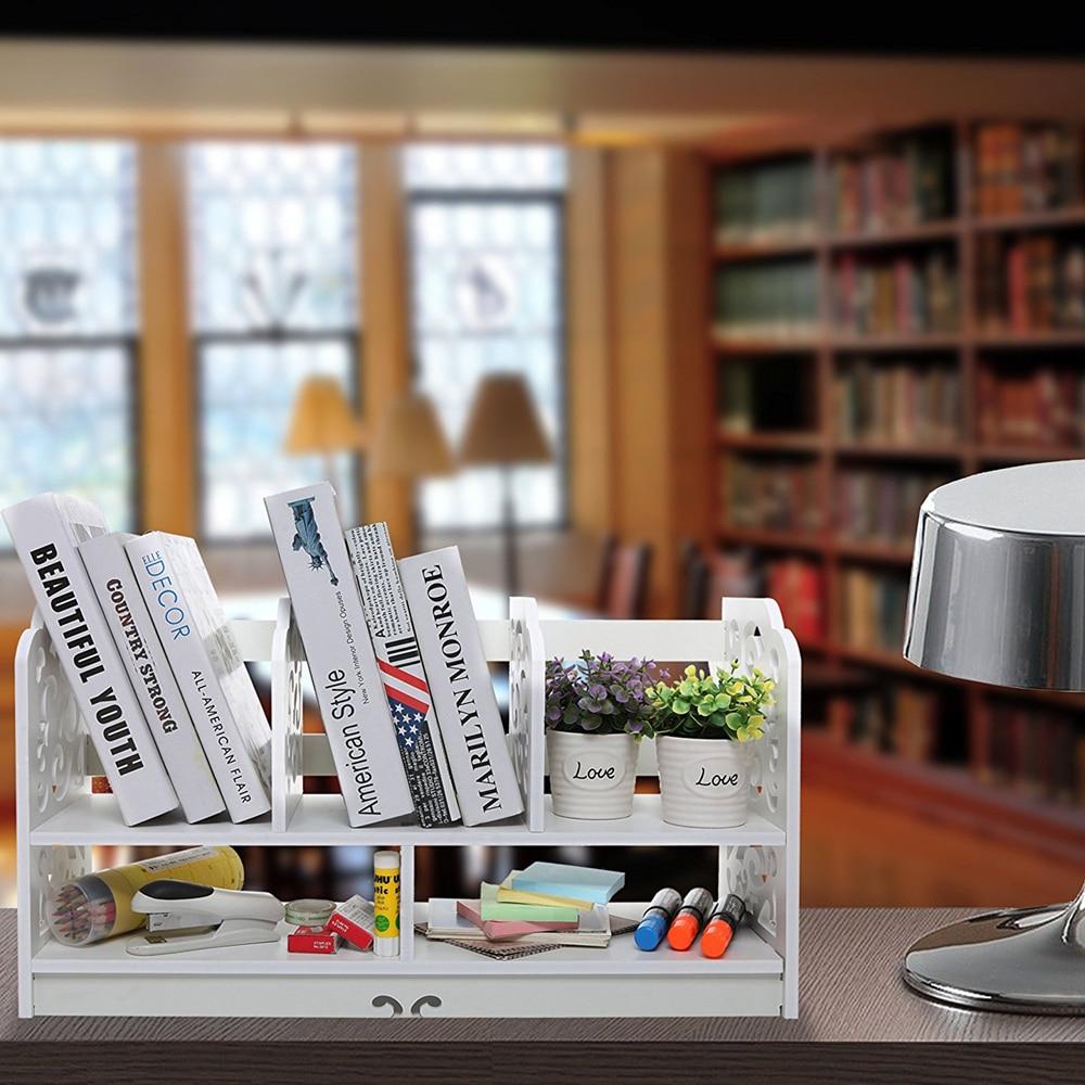 Large white bookshelf made of wood-plastic board with three rows for books and decor, featuring a minimalist modern design.