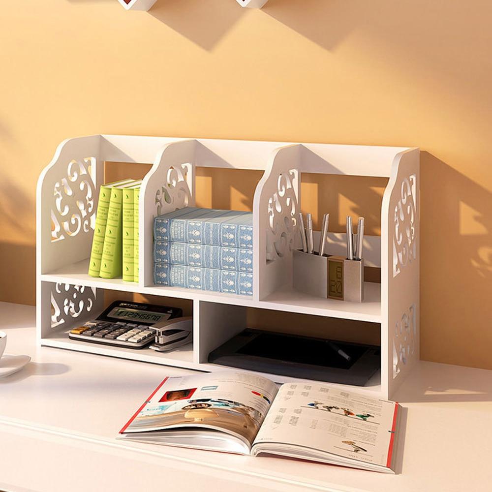 Large white bookshelf made of wood-plastic board with three rows for books and decor, featuring a minimalist modern design.