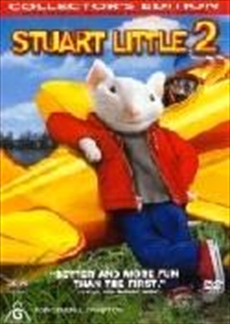 Stuart Little 2 DVD cover featuring Stuart, the charming mouse, in an adventurous pose with vibrant colors.