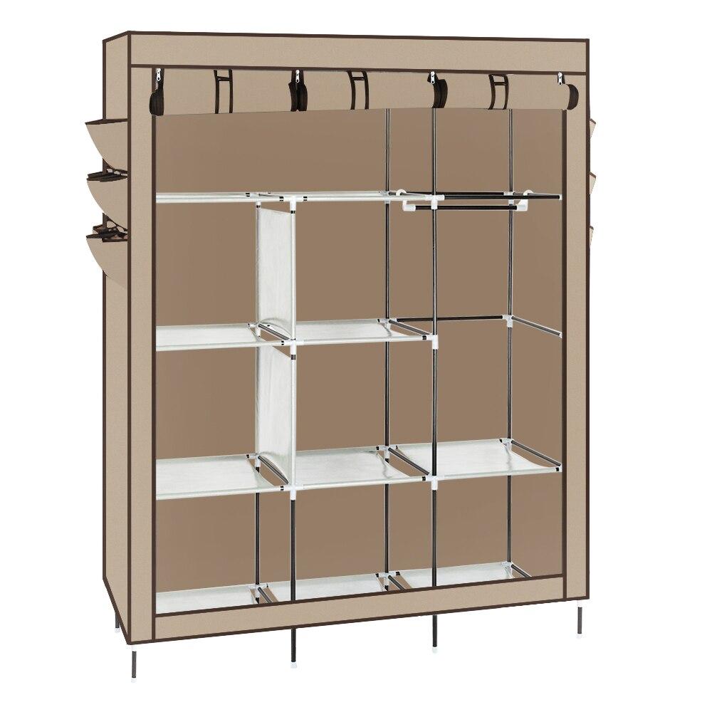 Stylish Beige Wardrobe with high legs, featuring 10 drawers and a modern minimalist design, made of non-woven fabric and stainless steel.