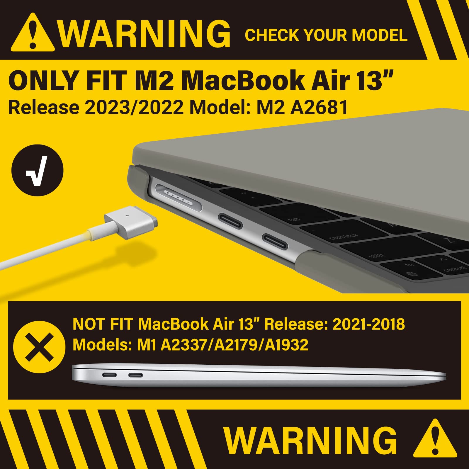 Hard shell case for 2023 MacBook Air 13 inch M2 Model A2681, featuring a frosted design and silicone keyboard cover.