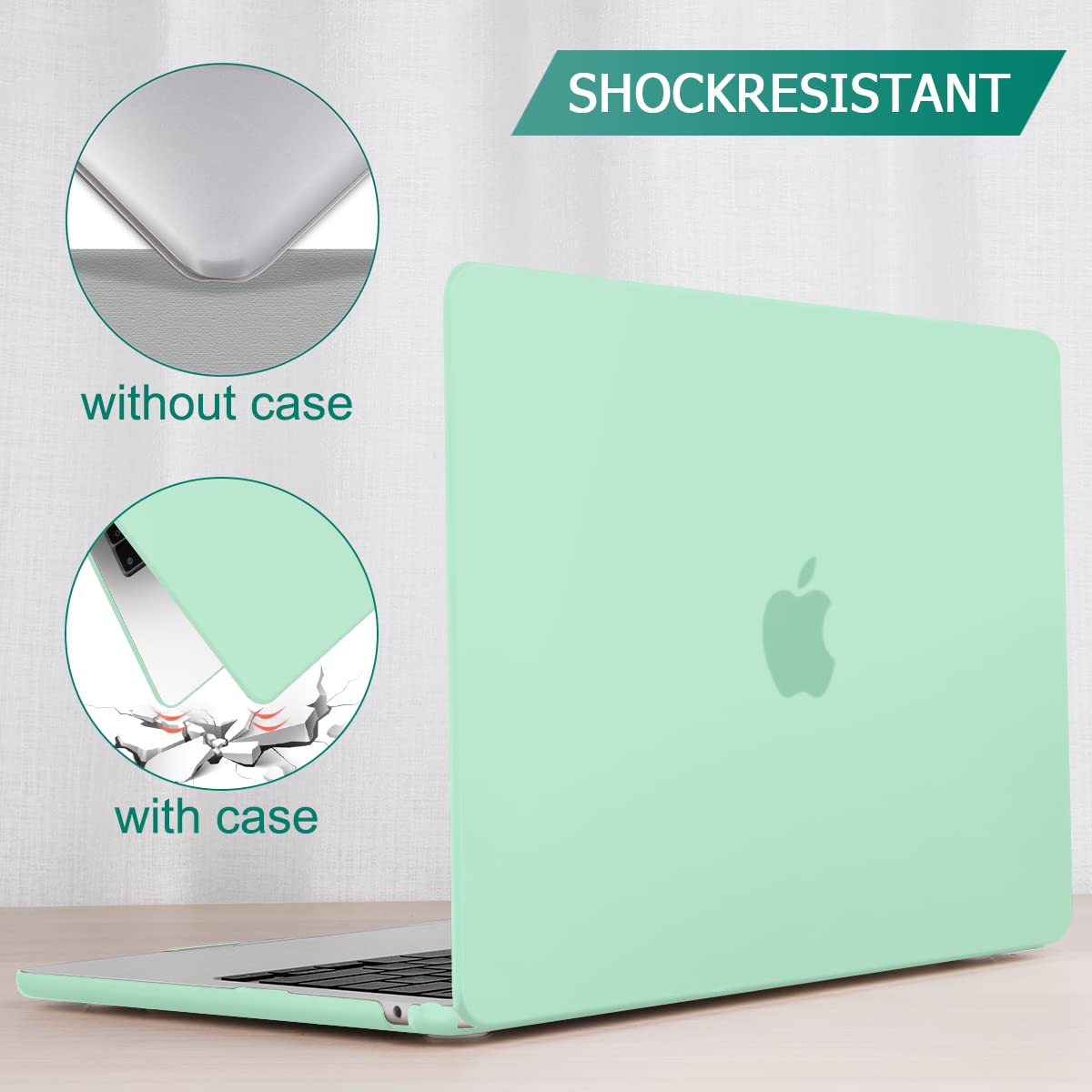 Hard shell case for 2023 MacBook Air 13 inch M2 Model A2681, featuring a frosted design and silicone keyboard cover.