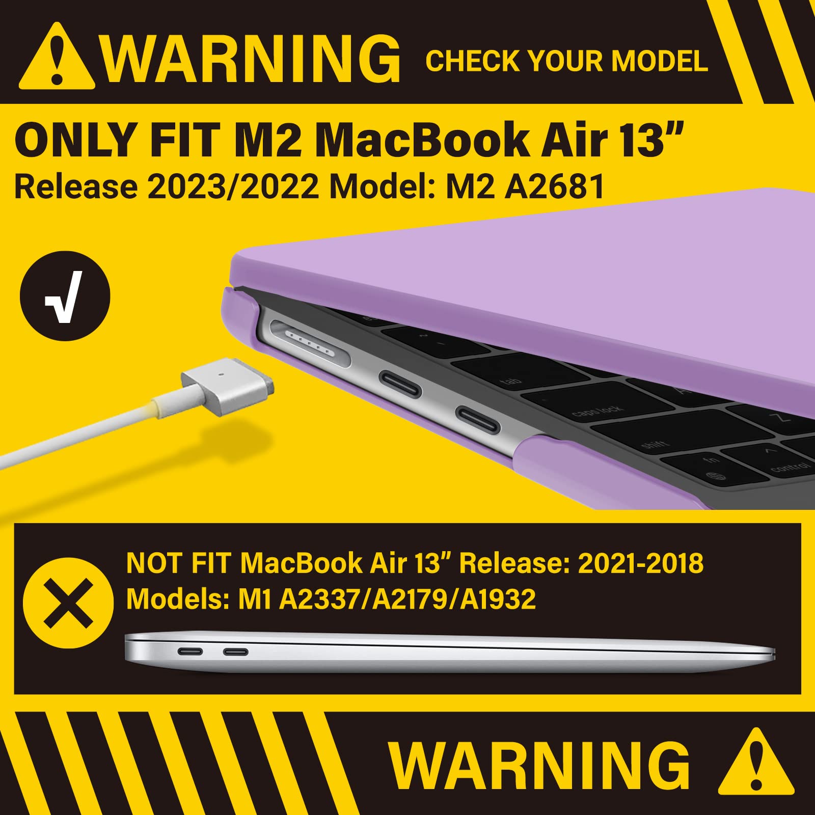 Frosted hard case for 2023 MacBook Air 13 inch M2 Model A2681, showcasing its sleek design and precise fit.