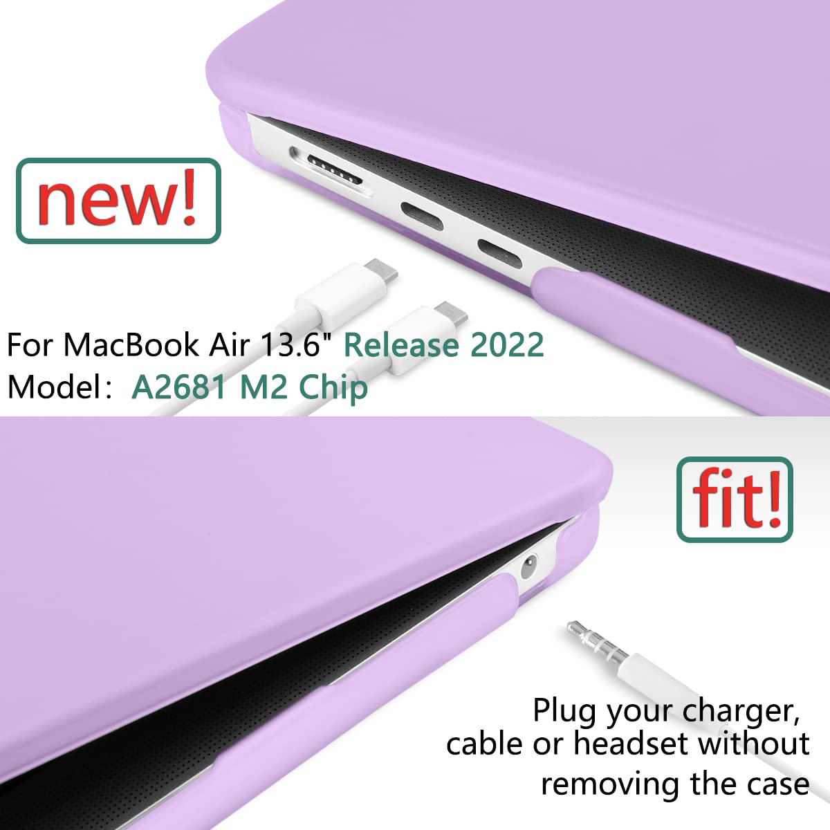 Frosted hard case for 2023 MacBook Air 13 inch M2 Model A2681, showcasing its sleek design and precise fit.