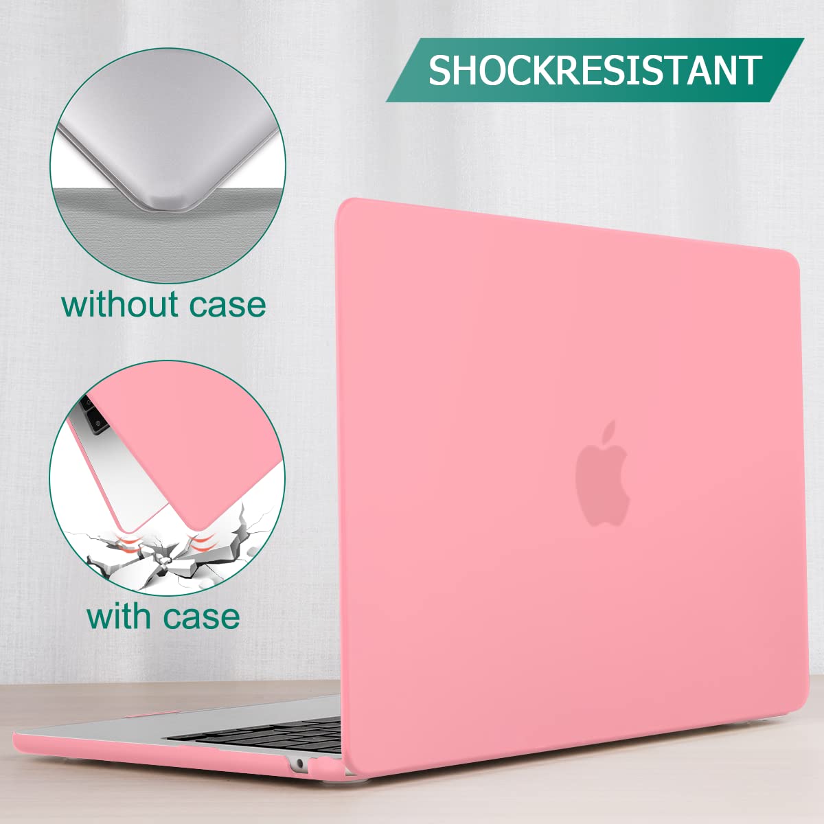 Frosted hard shell case for 2023 MacBook Air 13 inch M2 Model A2681, showcasing its sleek design and protective features.