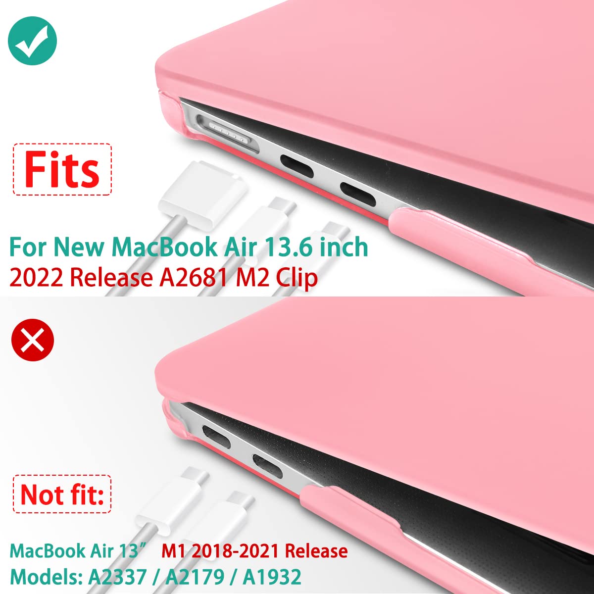 Frosted hard shell case for 2023 MacBook Air 13 inch M2 Model A2681, showcasing its sleek design and protective features.