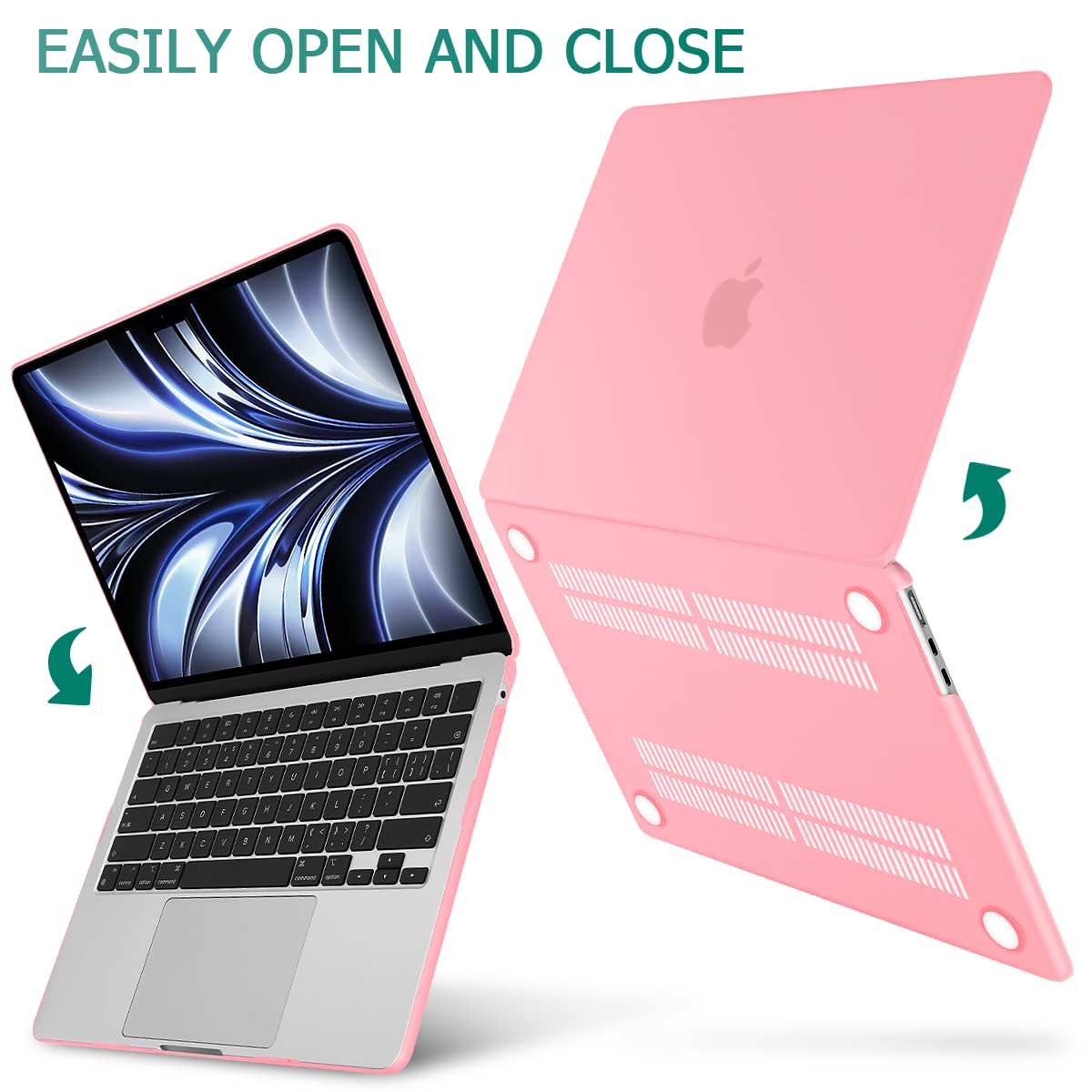 Frosted hard shell case for 2023 MacBook Air 13 inch M2 Model A2681, showcasing its sleek design and protective features.