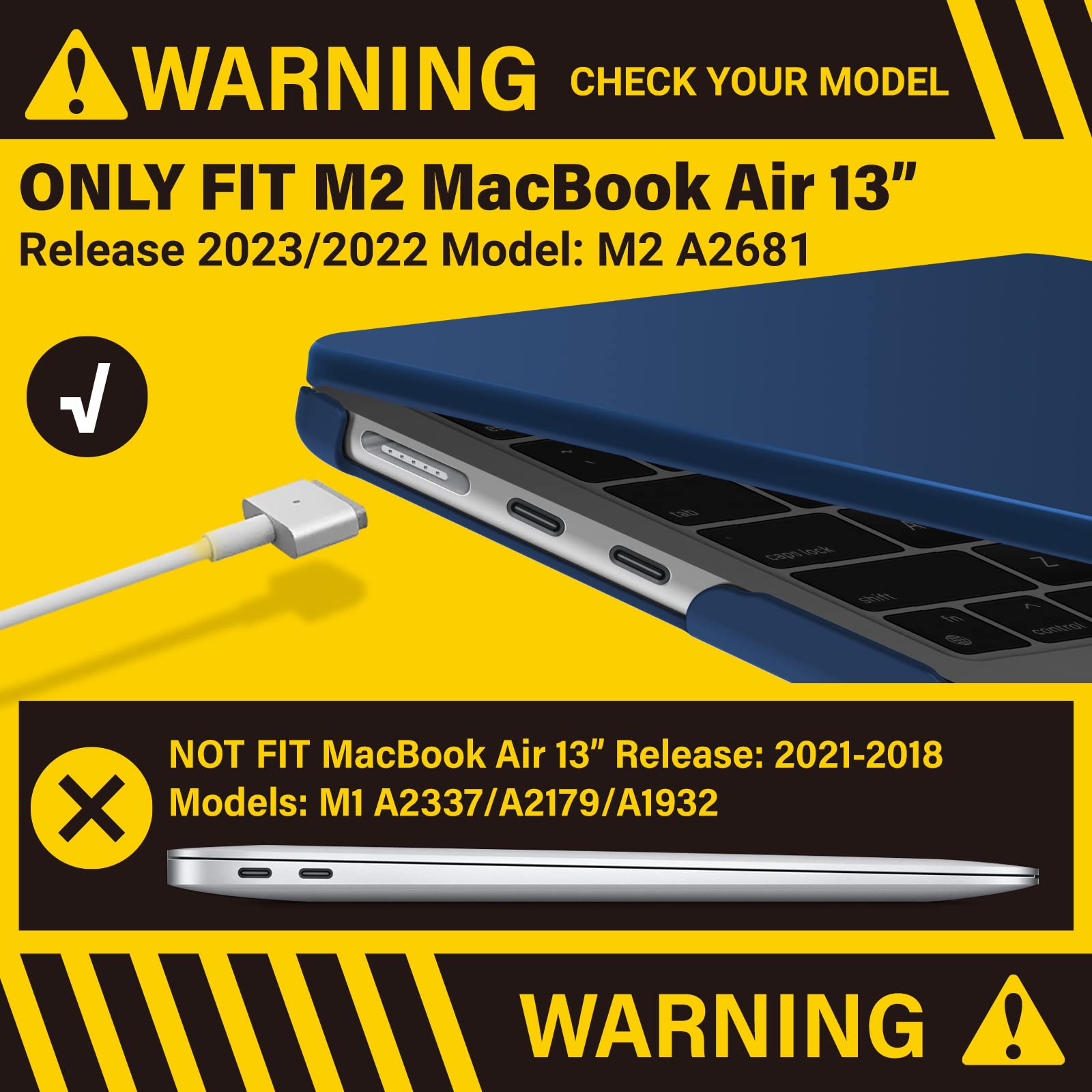 Frosted hard shell case for 2023 MacBook Air 13 inch M2 Model A2681, showcasing its sleek design and protective features.