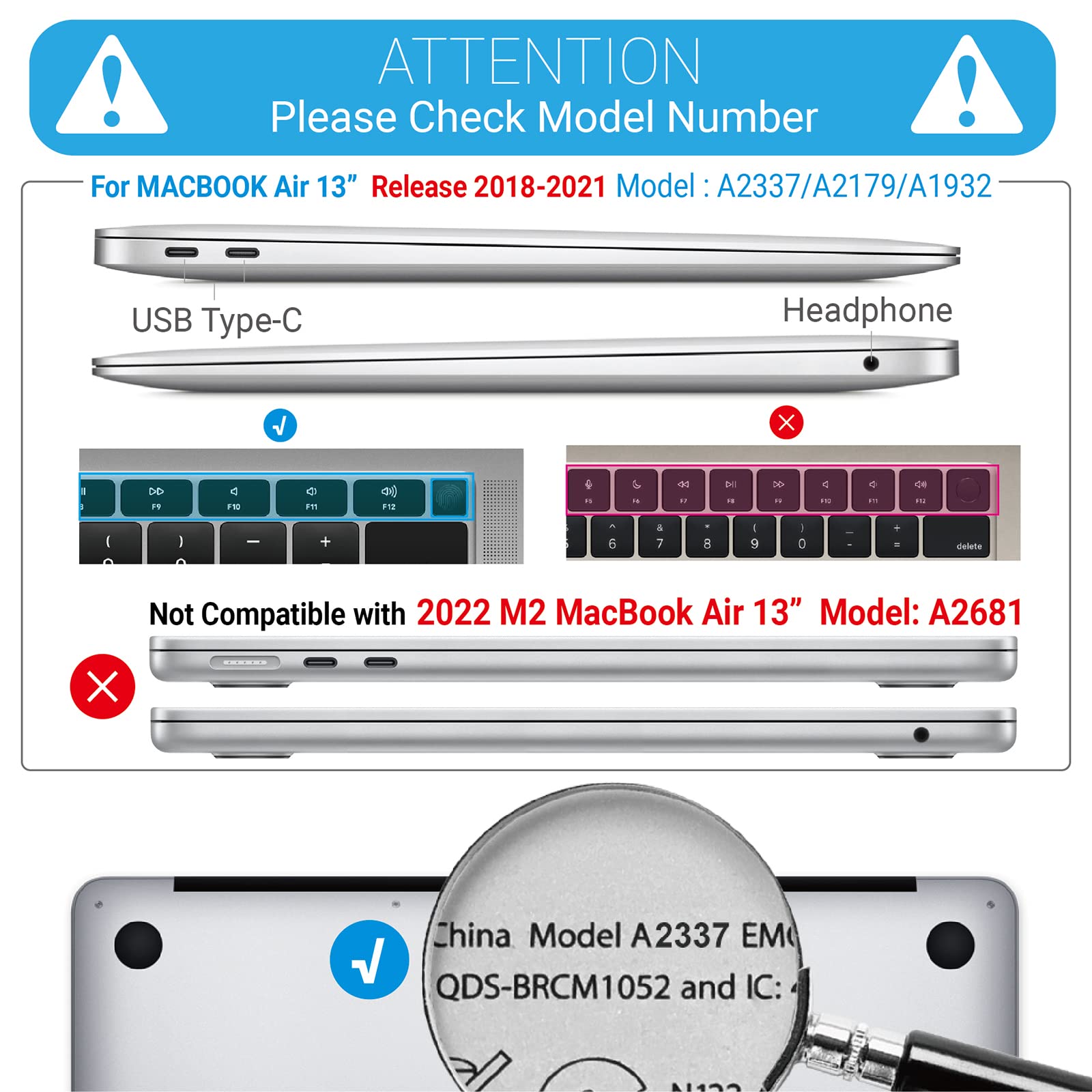 A sleek and stylish MacBook Air 13 inch case designed for models from 2018 to 2022, featuring a no logo cut-out design.