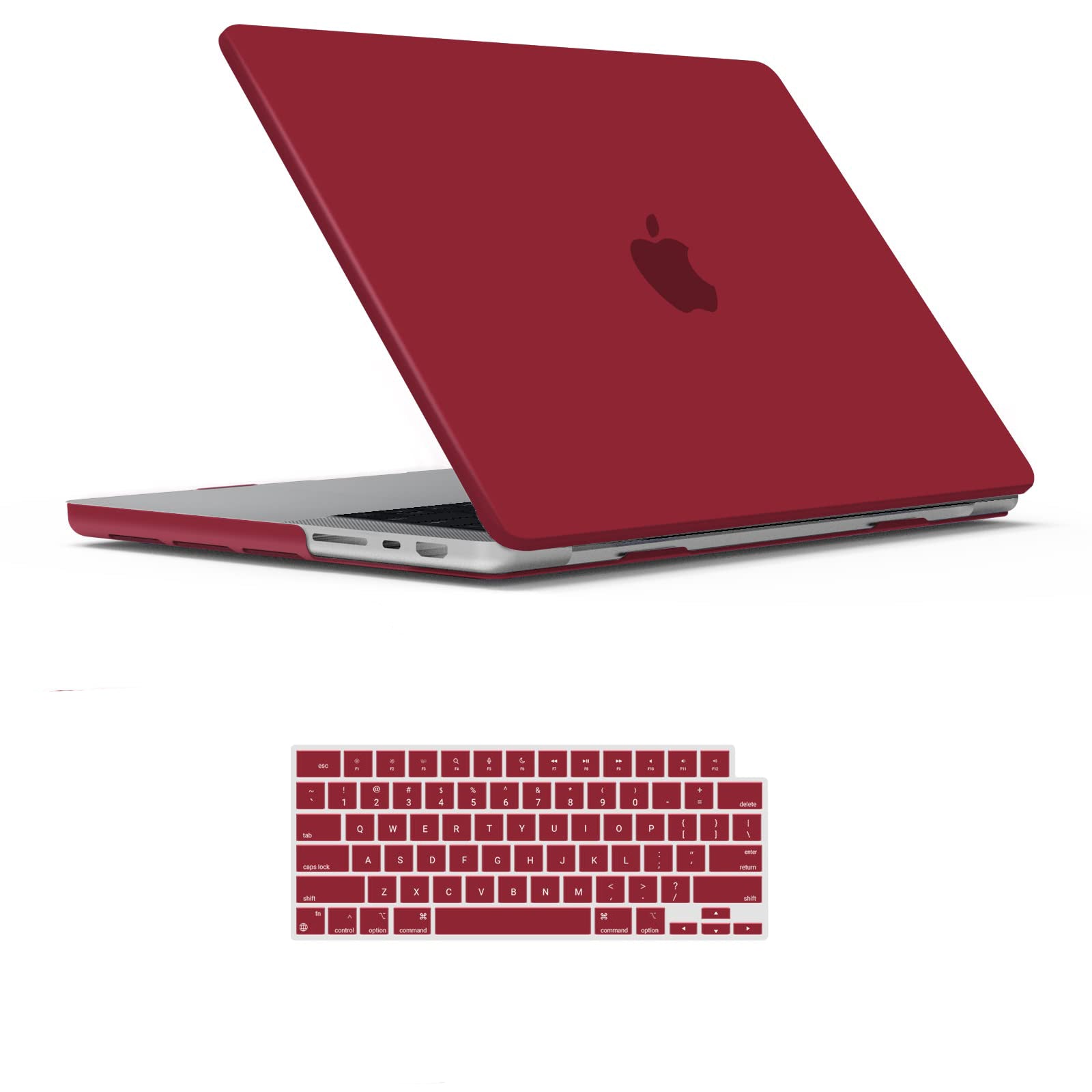 Frosted hard shell case for MacBook Pro 14-inch M2 A2779 and M1 A2442, showcasing its sleek design and keyboard cover.