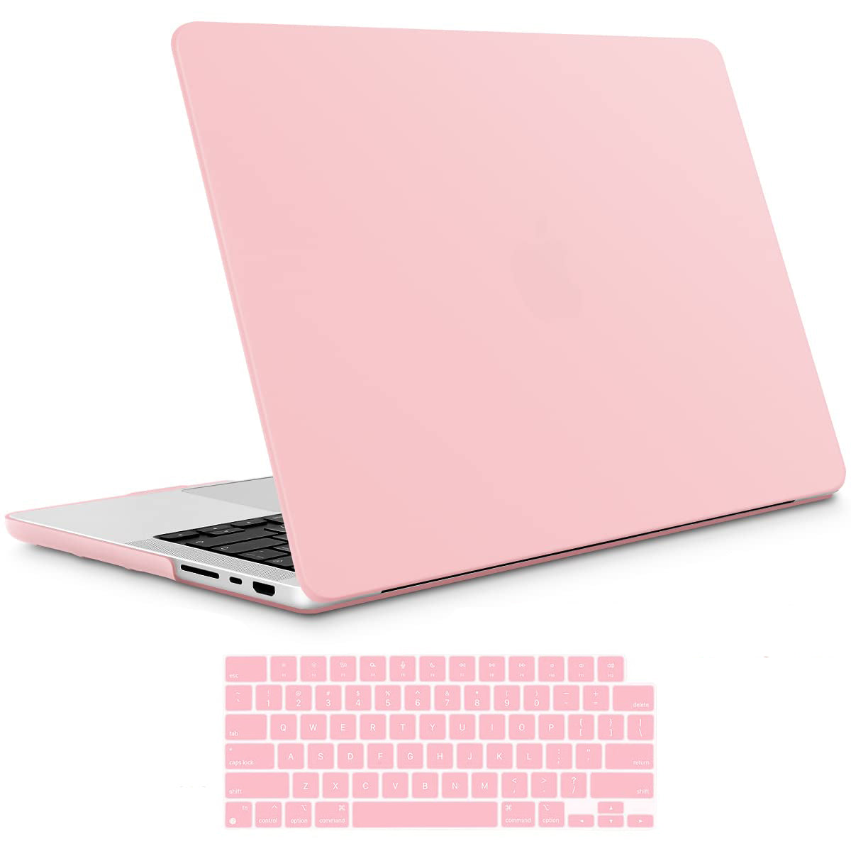 Frosted hard shell case for MacBook Pro 14 inch, designed for M2 A2779 and M1 A2442 models, showcasing its sleek design and keyboard cover.