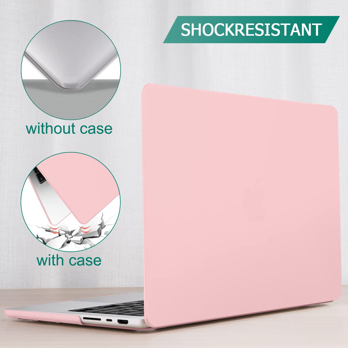 Frosted hard shell case for MacBook Pro 14 inch, designed for M2 A2779 and M1 A2442 models, showcasing its sleek design and keyboard cover.