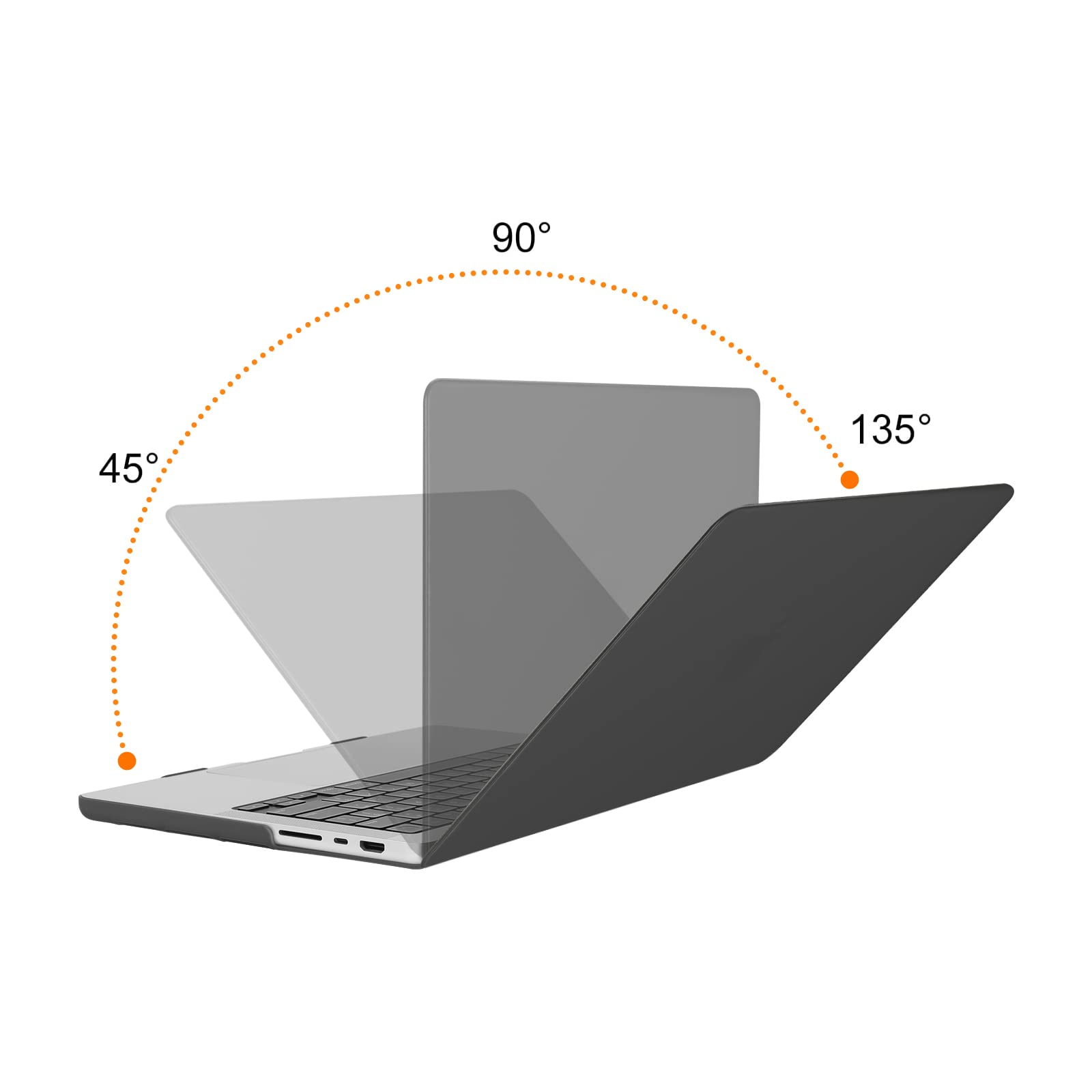 Frosted hard shell case for MacBook Pro 14 inch, designed for M2 A2779 and M1 A2442 models, showcasing its sleek design and protective features.