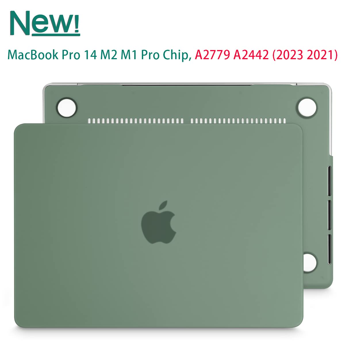 Frosted hard shell case for MacBook Pro 14 inch, designed for M2 A2779 and M1 A2442 models, showcasing its sleek design and protective features.