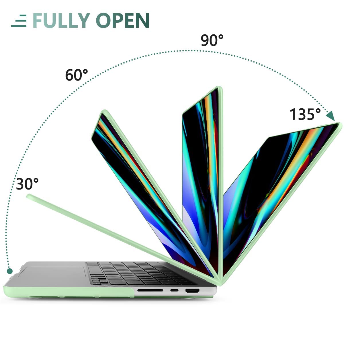 Frosted hard shell case for MacBook Pro 14-inch, designed for M2 A2779 and M1 A2442 models, showcasing its sleek design and keyboard cover.