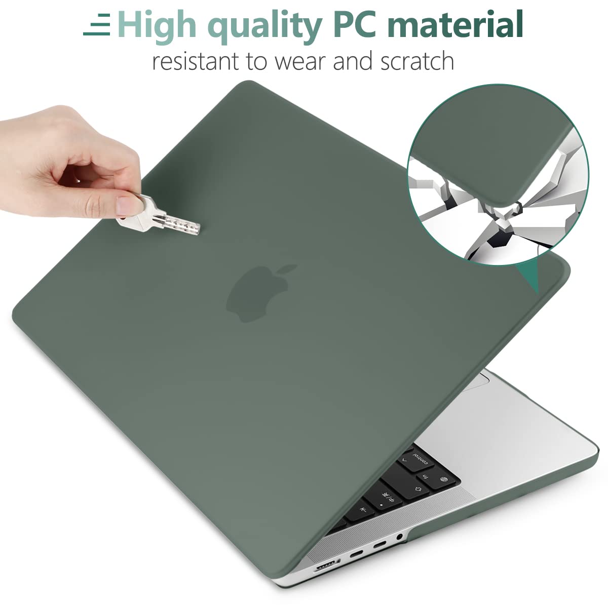 Frosted hard shell case for MacBook Pro 16 inch, designed for 2023, 2022, and 2021 models, featuring a sleek design and keyboard skin.