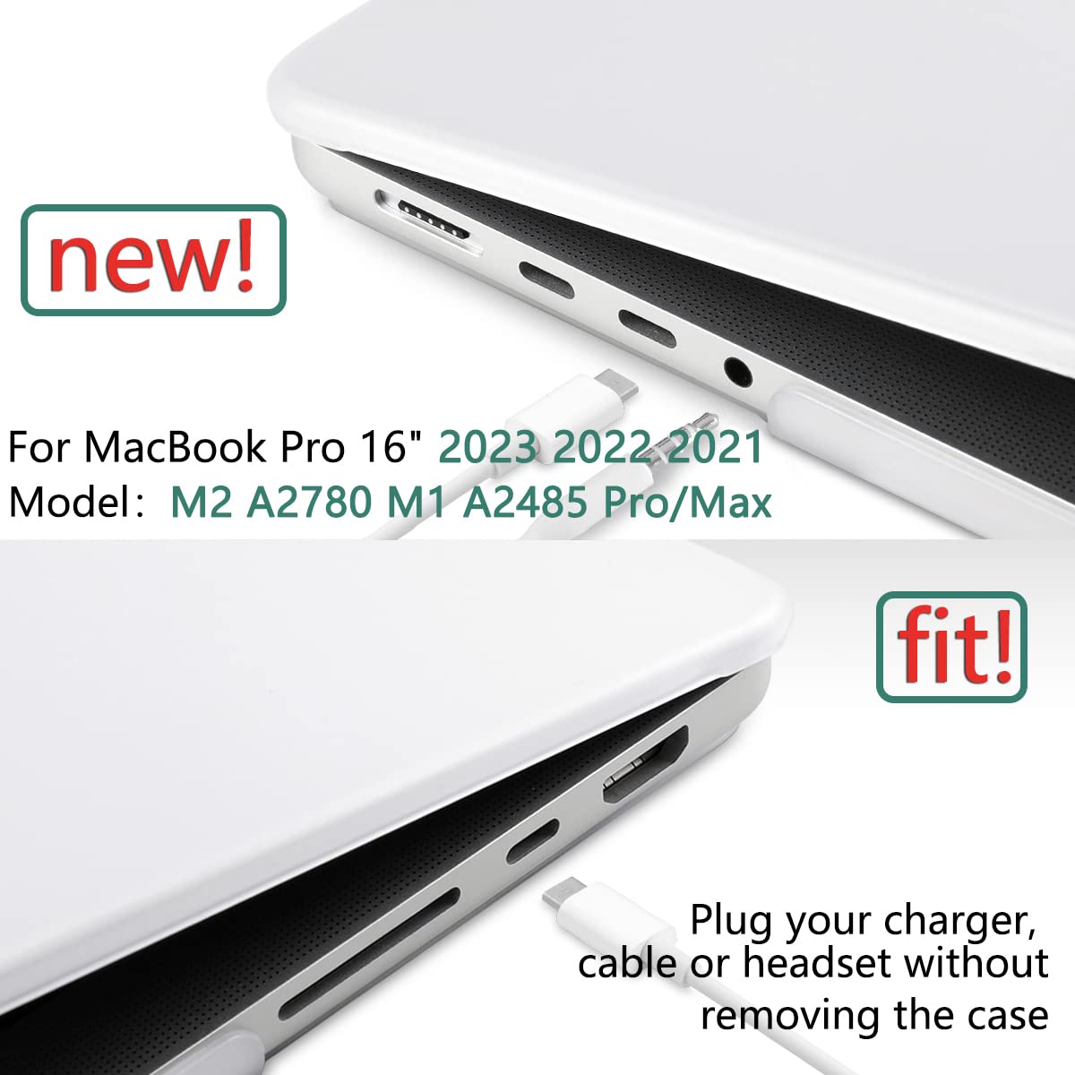 Frosted hard shell case for MacBook Pro 16 inch, designed for 2023, 2022, and 2021 models with M2 and M1 chips.