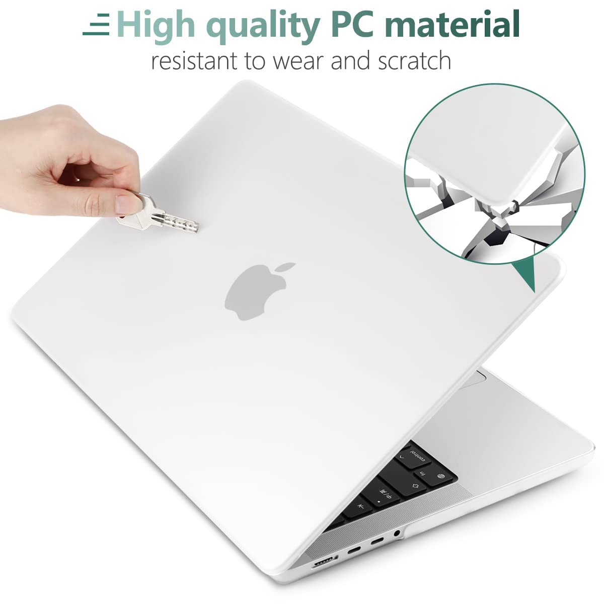 Frosted hard shell case for MacBook Pro 16 inch, designed for 2023, 2022, and 2021 models with M2 and M1 chips.