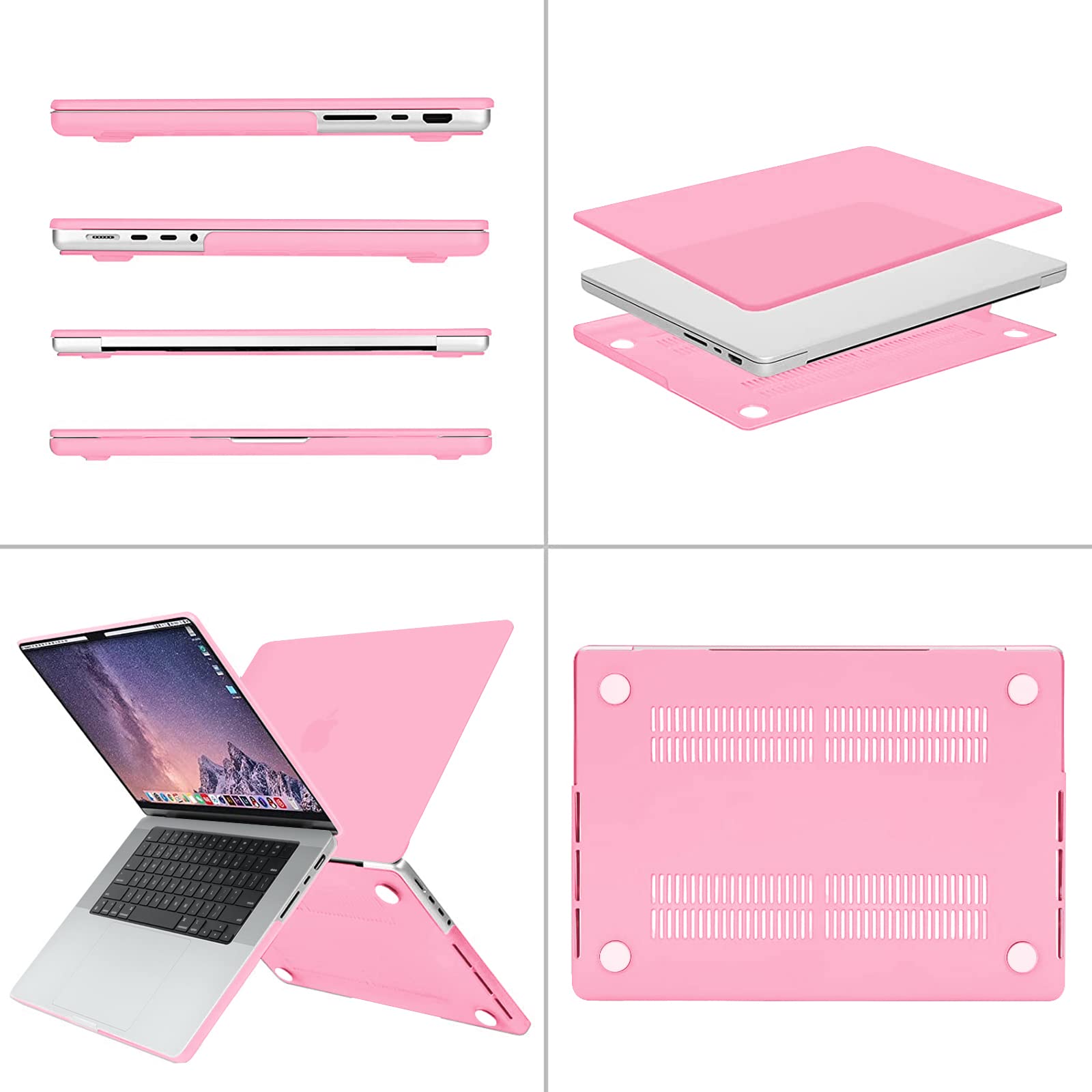 Frosted hard shell case for MacBook Pro 16 inch, designed for 2023, 2022, and 2021 models, featuring a sleek design and keyboard skin.