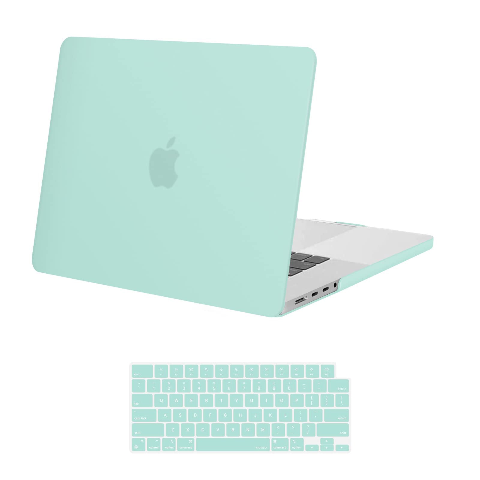 Frosted hard shell case for MacBook Pro 16 inch, designed for 2023, 2022, and 2021 models, showcasing sleek design and keyboard cover.