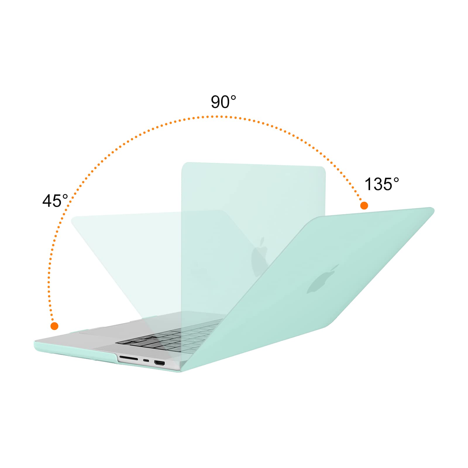 Frosted hard shell case for MacBook Pro 16 inch, designed for 2023, 2022, and 2021 models, showcasing sleek design and keyboard cover.