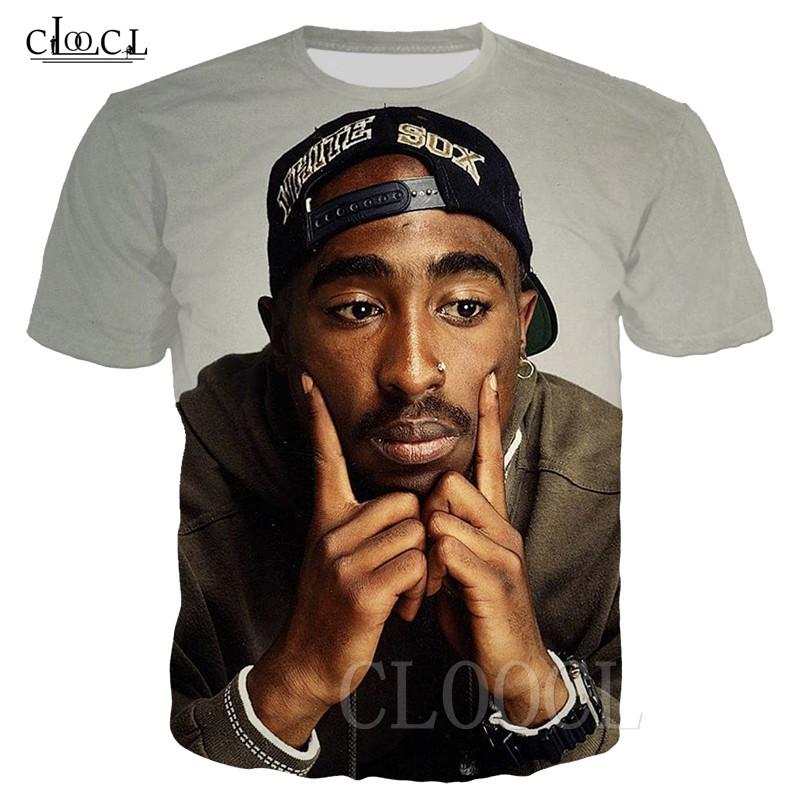 Summer 2Pac Tupac Hip Hop T-shirt featuring a vibrant 3D print of Tupac Amaru Shakur on both front and back.