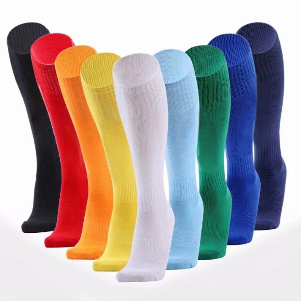 A pair of superior quality men's solid long socks in a breathable knitted fabric, designed for comfort and warmth.