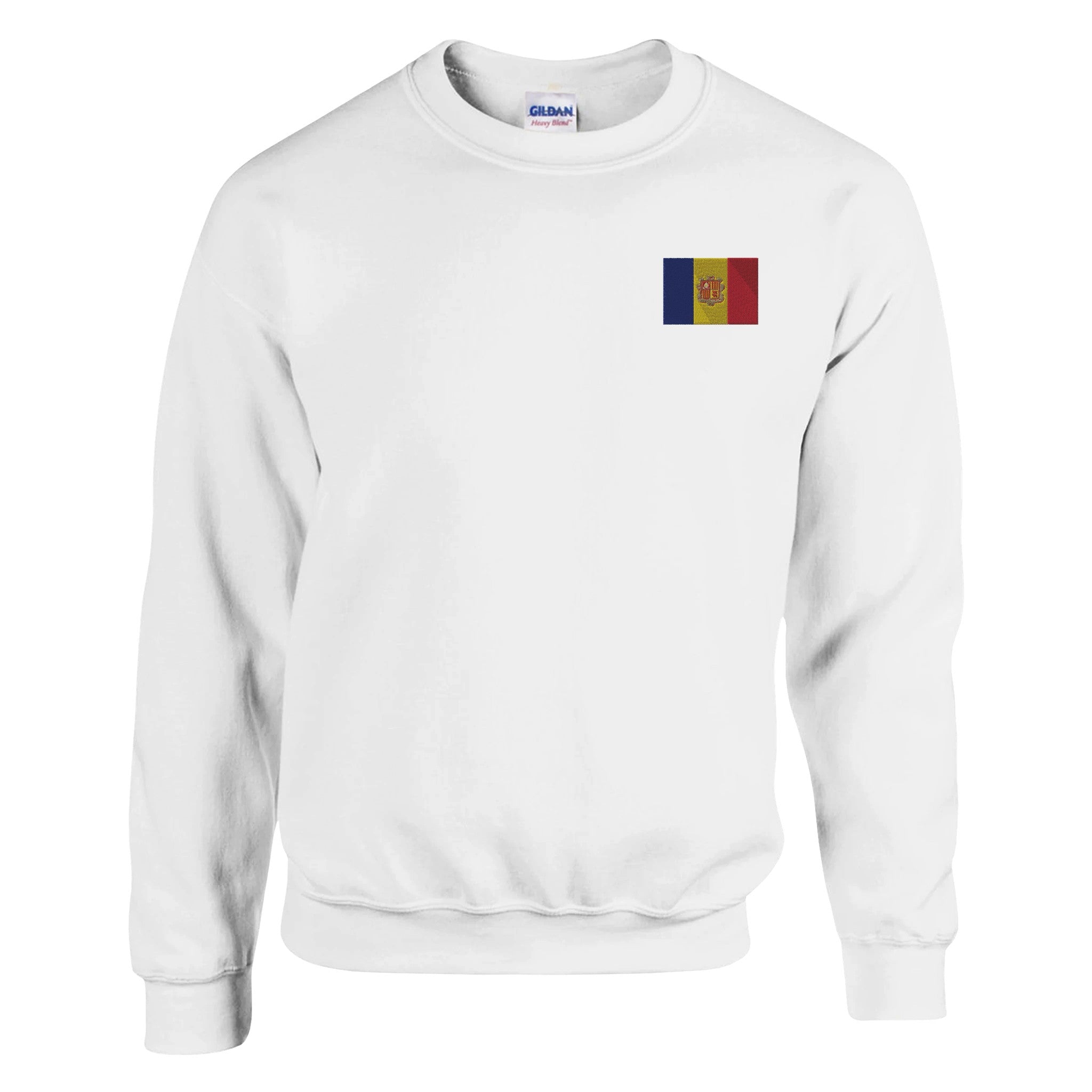 Sweat-shirt Drapeau d'Andorre en broderie, mélange doux de coton et polyester, avec des coutures renforcées et une coupe classique.