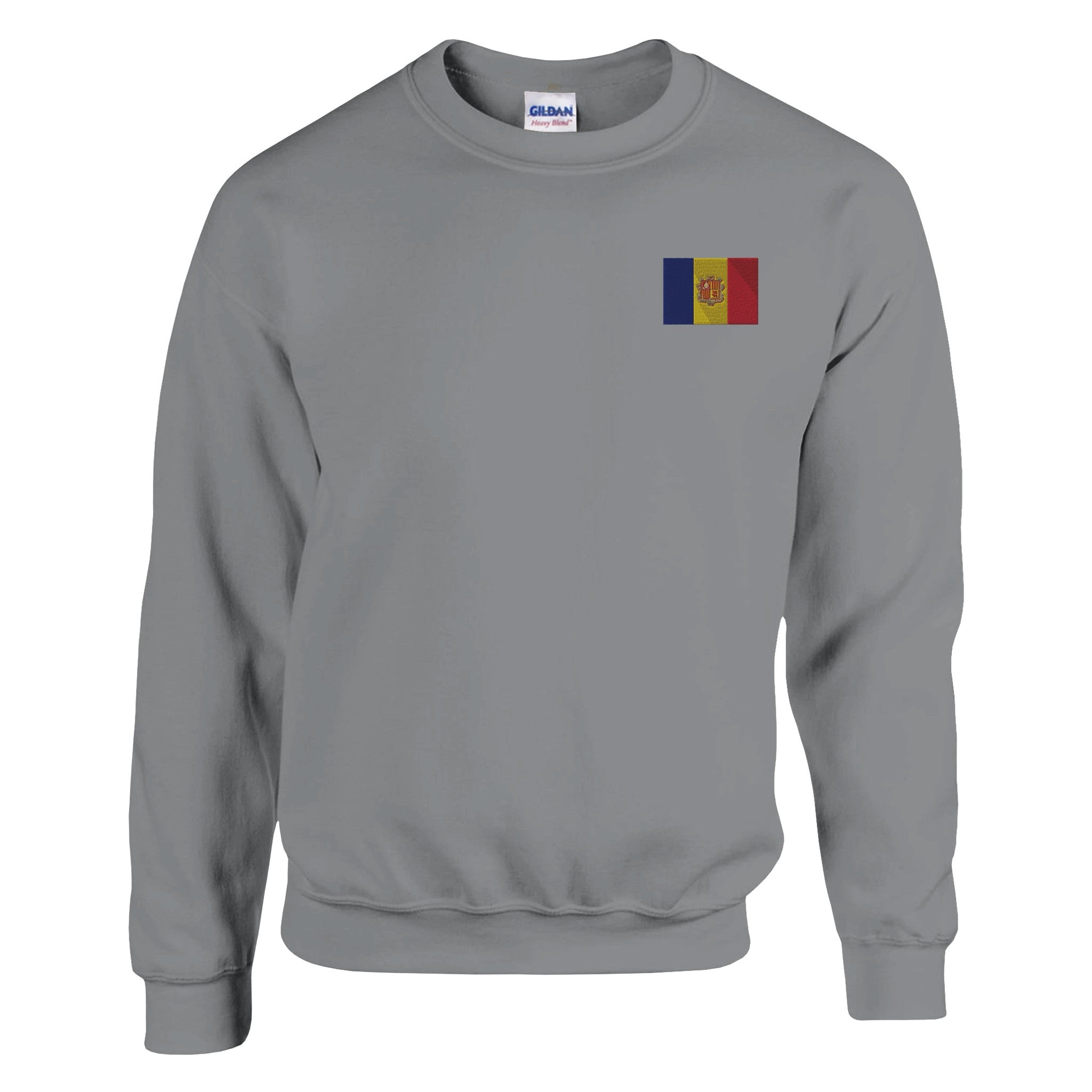 Sweat-shirt Drapeau d'Andorre en broderie, mélange doux de coton et polyester, avec des coutures renforcées et une coupe classique.