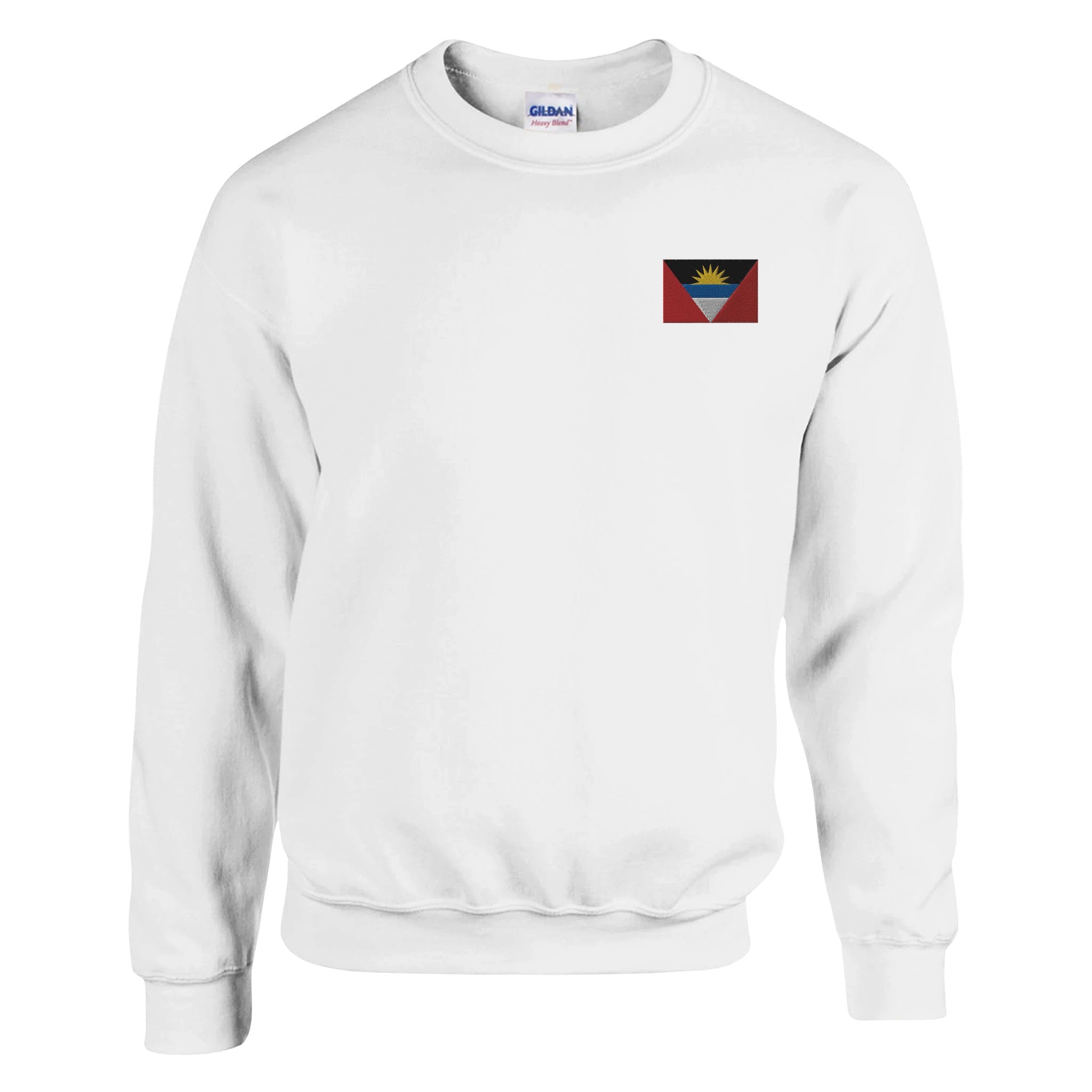 Sweat-shirt Drapeau d'Antigua-et-Barbuda en broderie, mélange de coton et polyester, coupe classique, idéal pour un style décontracté.