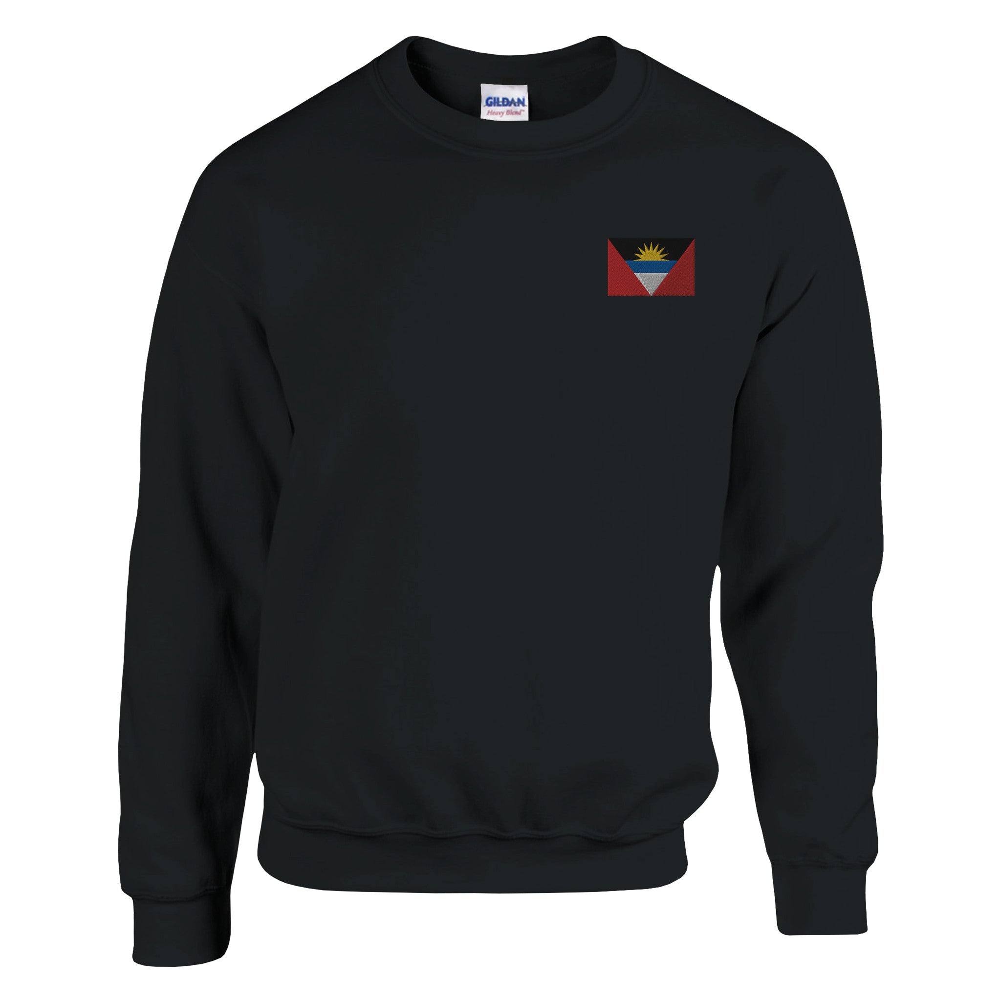 Sweat-shirt Drapeau d'Antigua-et-Barbuda en broderie, mélange de coton et polyester, coupe classique, idéal pour un style décontracté.