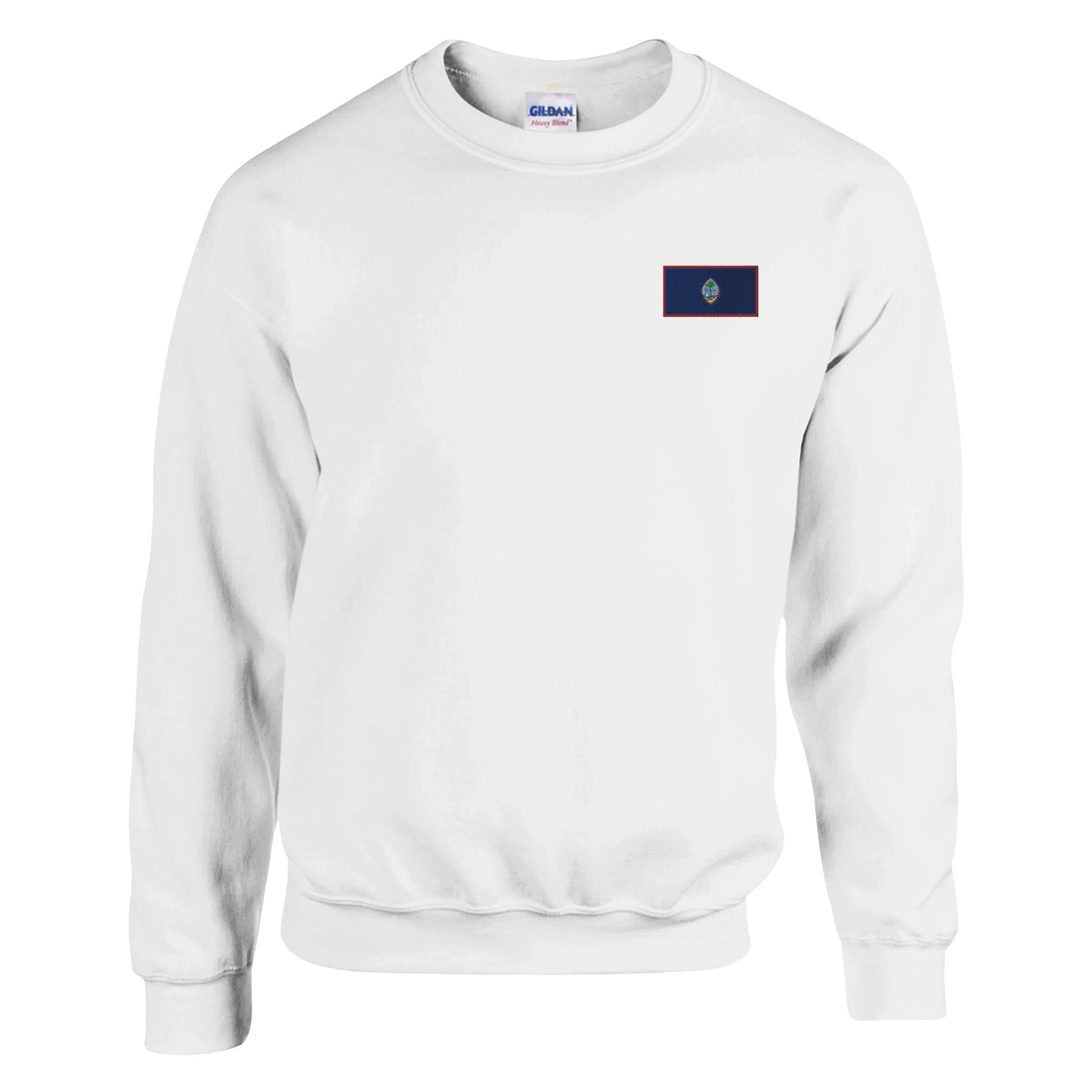 Sweat-shirt Drapeau de Guam en broderie, mélange doux de coton et polyester, avec coutures renforcées et coupe classique.