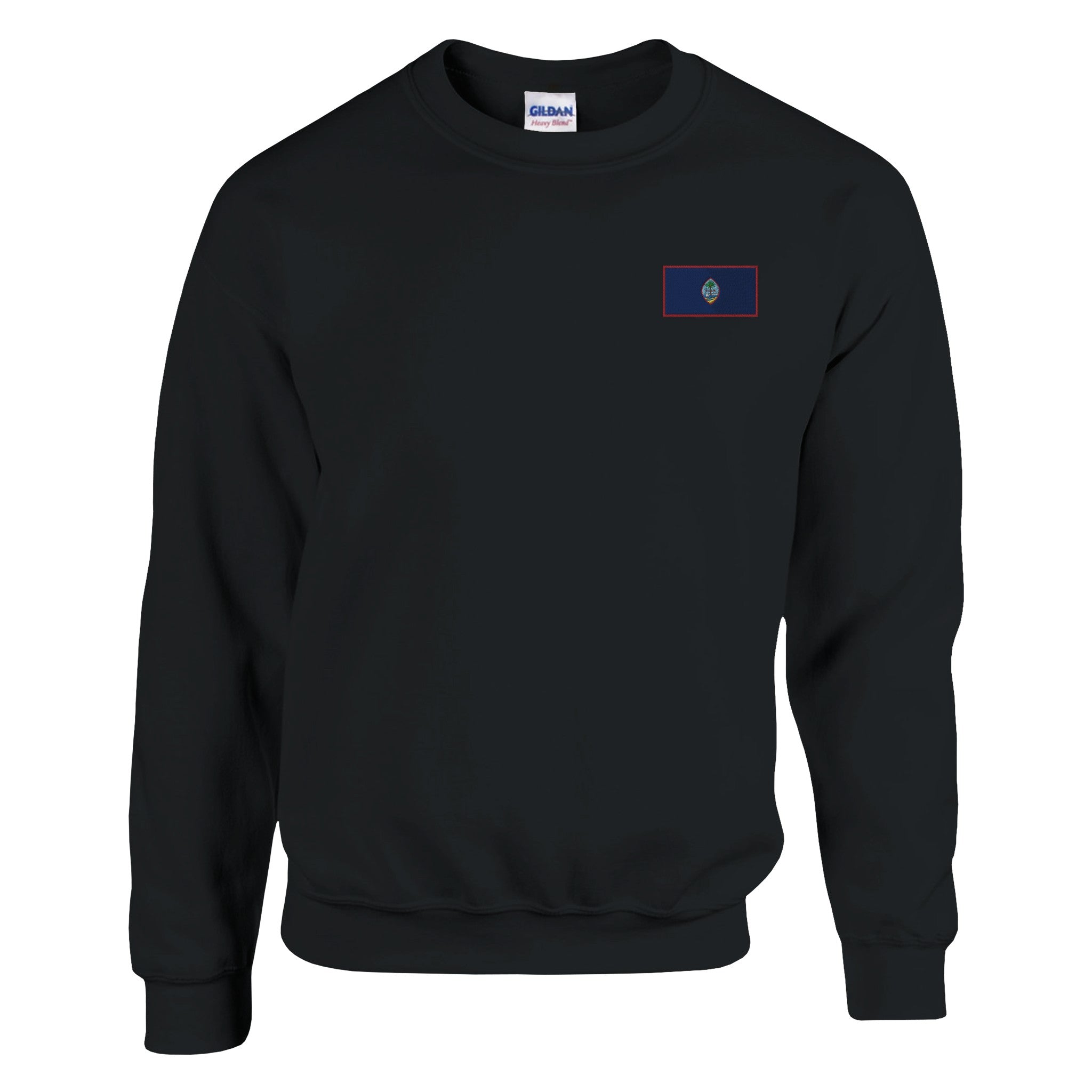 Sweat-shirt Drapeau de Guam en broderie, mélange doux de coton et polyester, avec coutures renforcées et coupe classique.