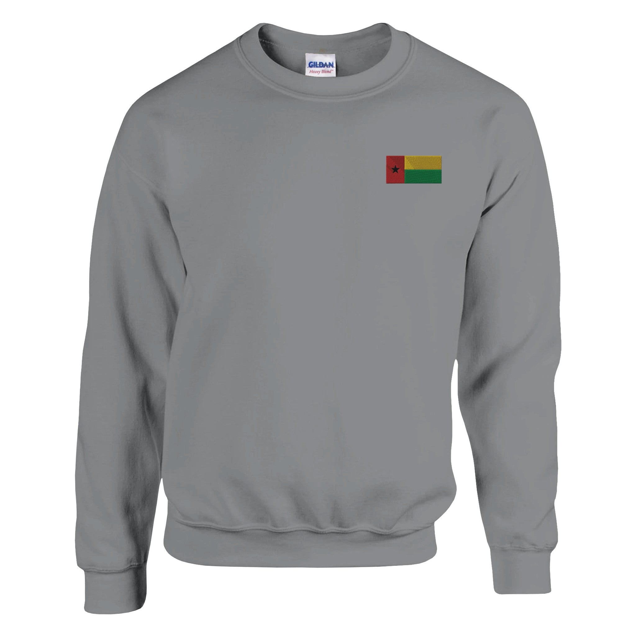 Sweat-shirt Drapeau de la Guinée-Bissau en broderie, mélange de coton et polyester, avec des coutures renforcées et une coupe classique.