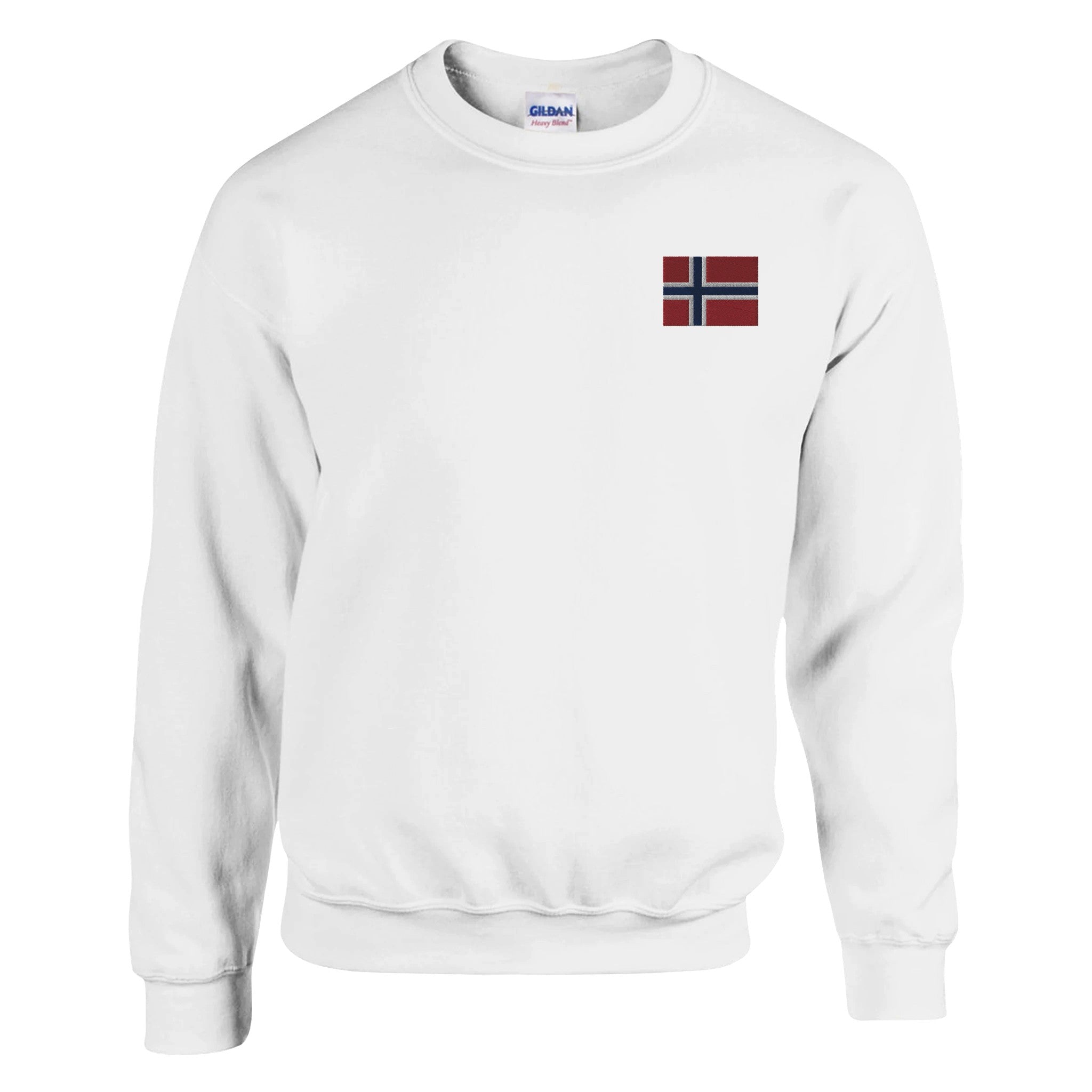 Sweat-shirt en broderie avec le drapeau de la Norvège, en mélange de coton et polyester, affichant une coupe classique et des détails de couture soignés.