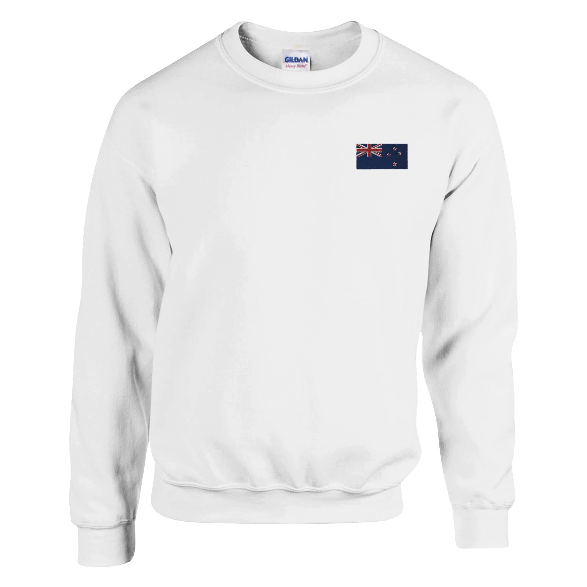 Sweat-shirt Drapeau de la Nouvelle-Zélande en broderie, mélange de coton et polyester, avec coutures renforcées et design classique.