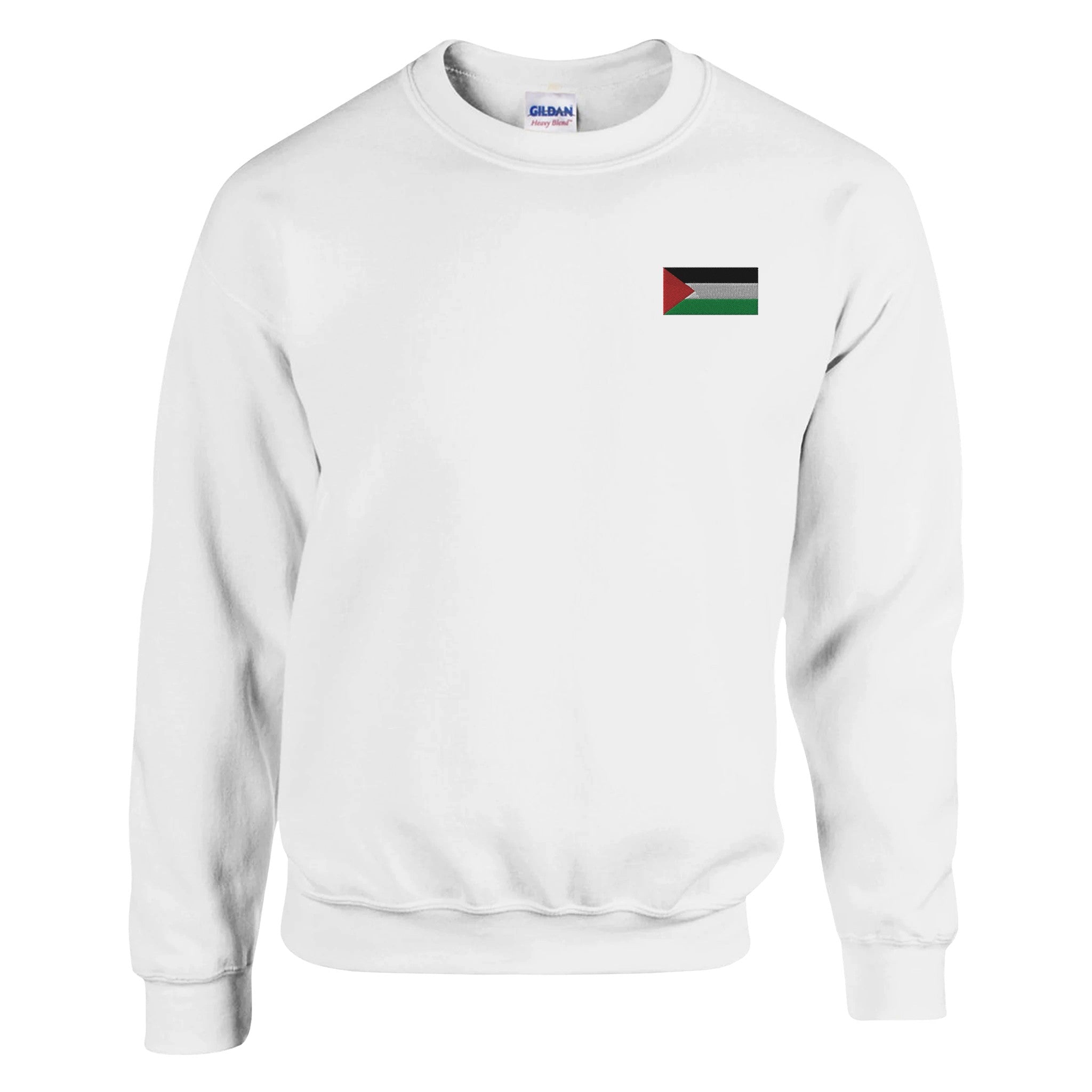 Sweat-shirt Drapeau de la Palestine en broderie, mélange de coton et polyester, avec coutures renforcées et design classique.