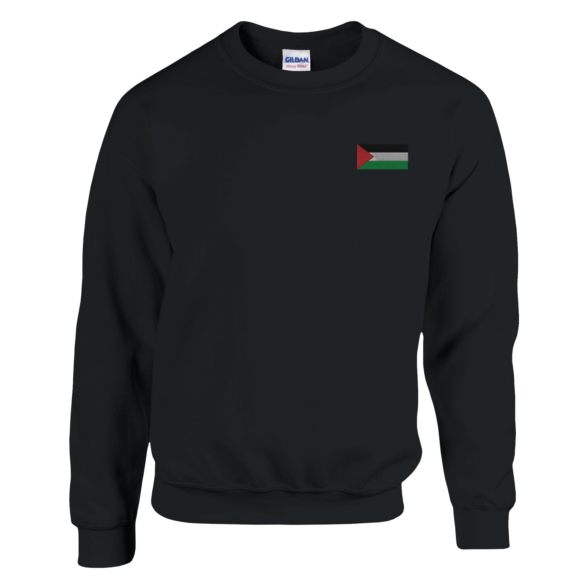 Sweat-shirt Drapeau de la Palestine en broderie, mélange de coton et polyester, avec coutures renforcées et design classique.