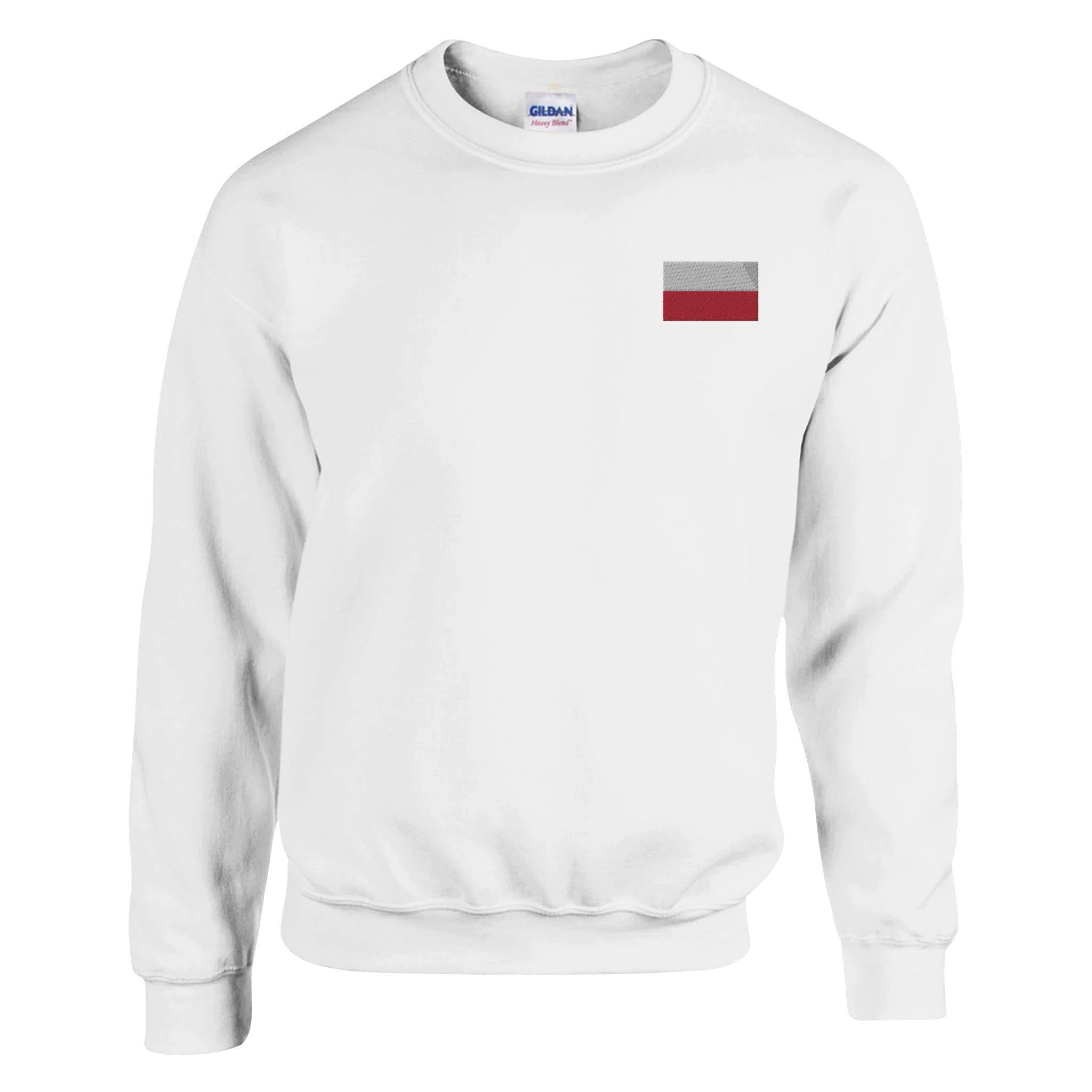 Sweat-shirt en coton et polyester avec broderie du drapeau de la Pologne, disponible en plusieurs tailles.