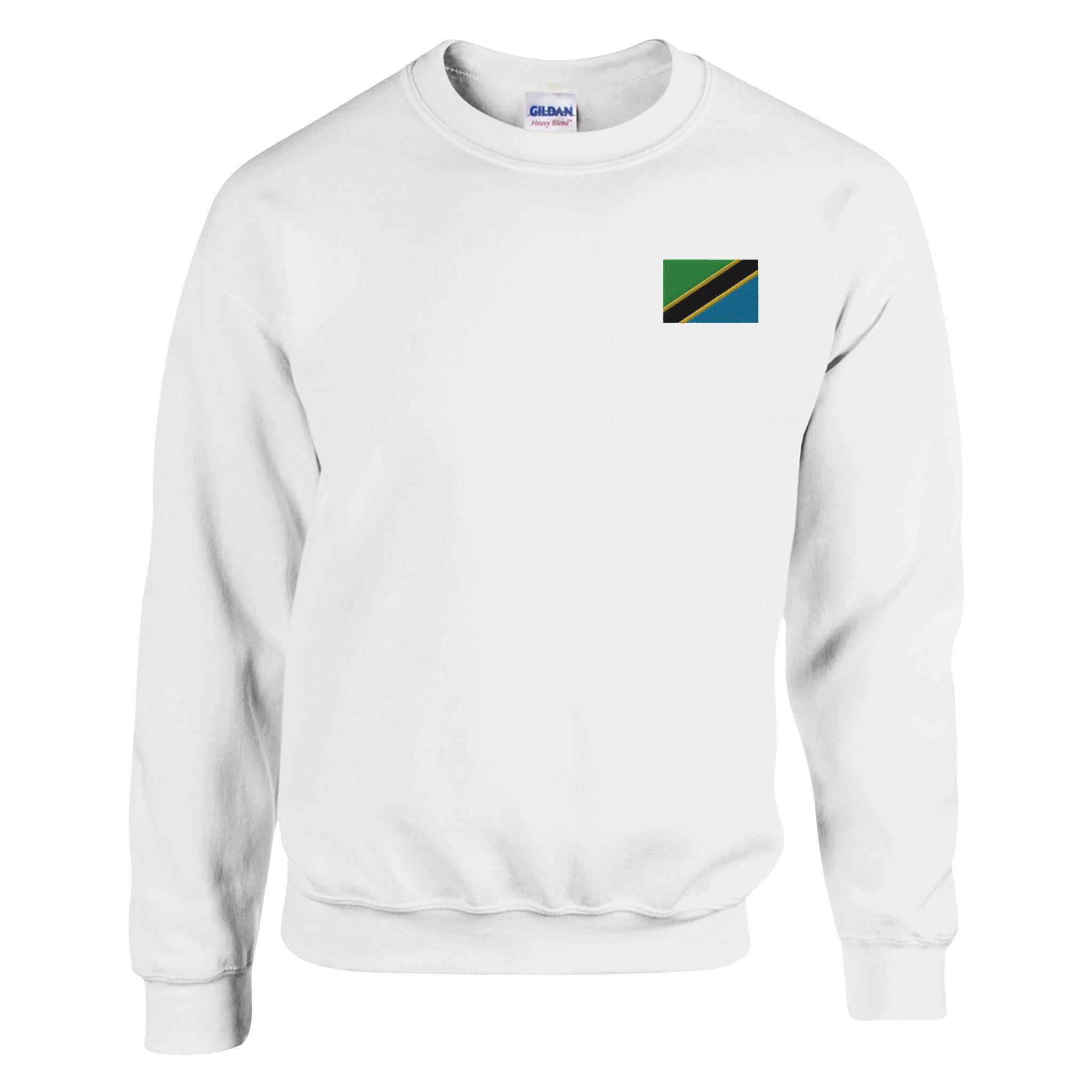 Sweat-shirt en coton et polyester avec broderie du drapeau de la Tanzanie, confortable et durable.