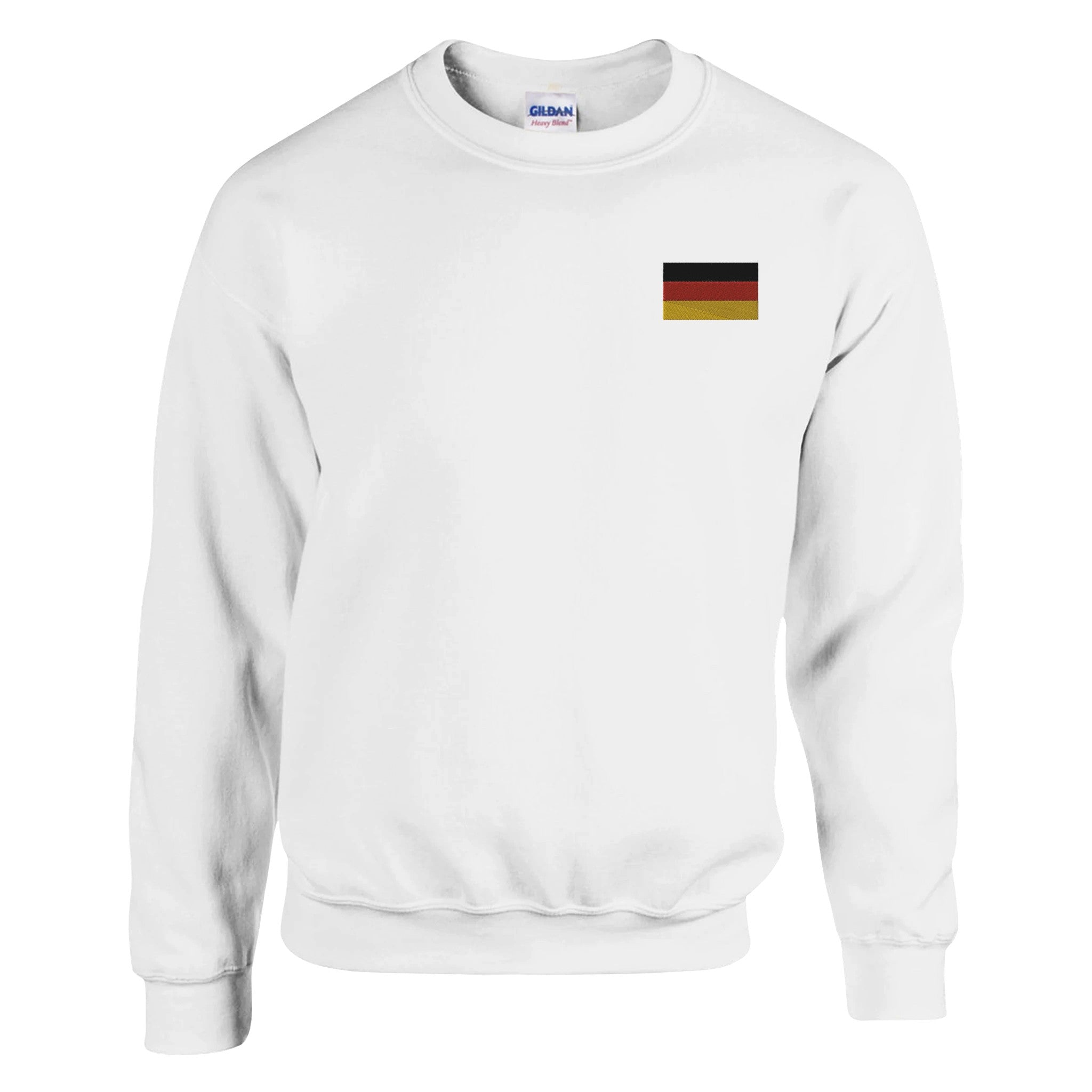 Sweat-shirt en broderie avec le drapeau de l'Allemagne, mélange de coton et polyester, coupe classique et confortable.