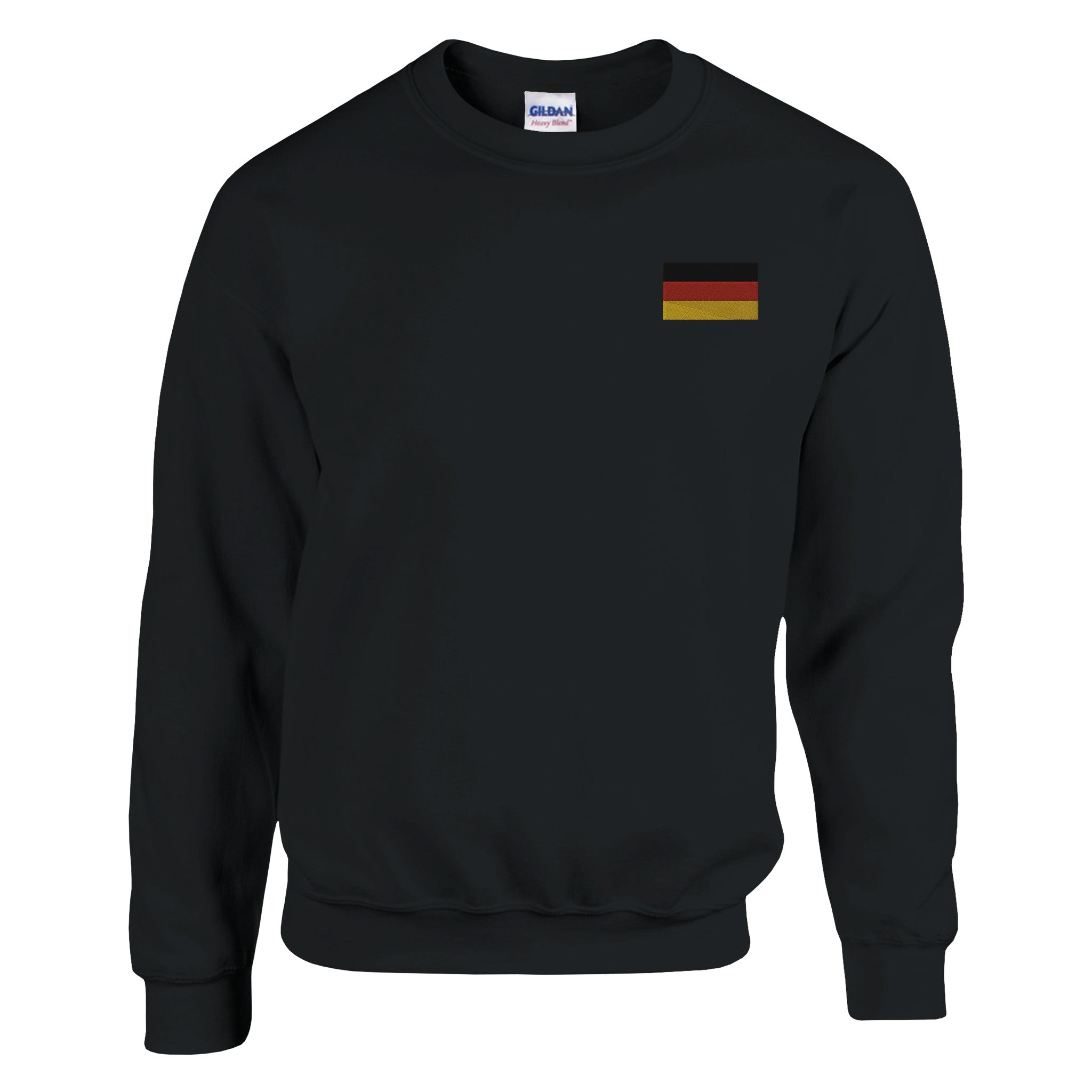 Sweat-shirt en broderie avec le drapeau de l'Allemagne, mélange de coton et polyester, coupe classique et confortable.