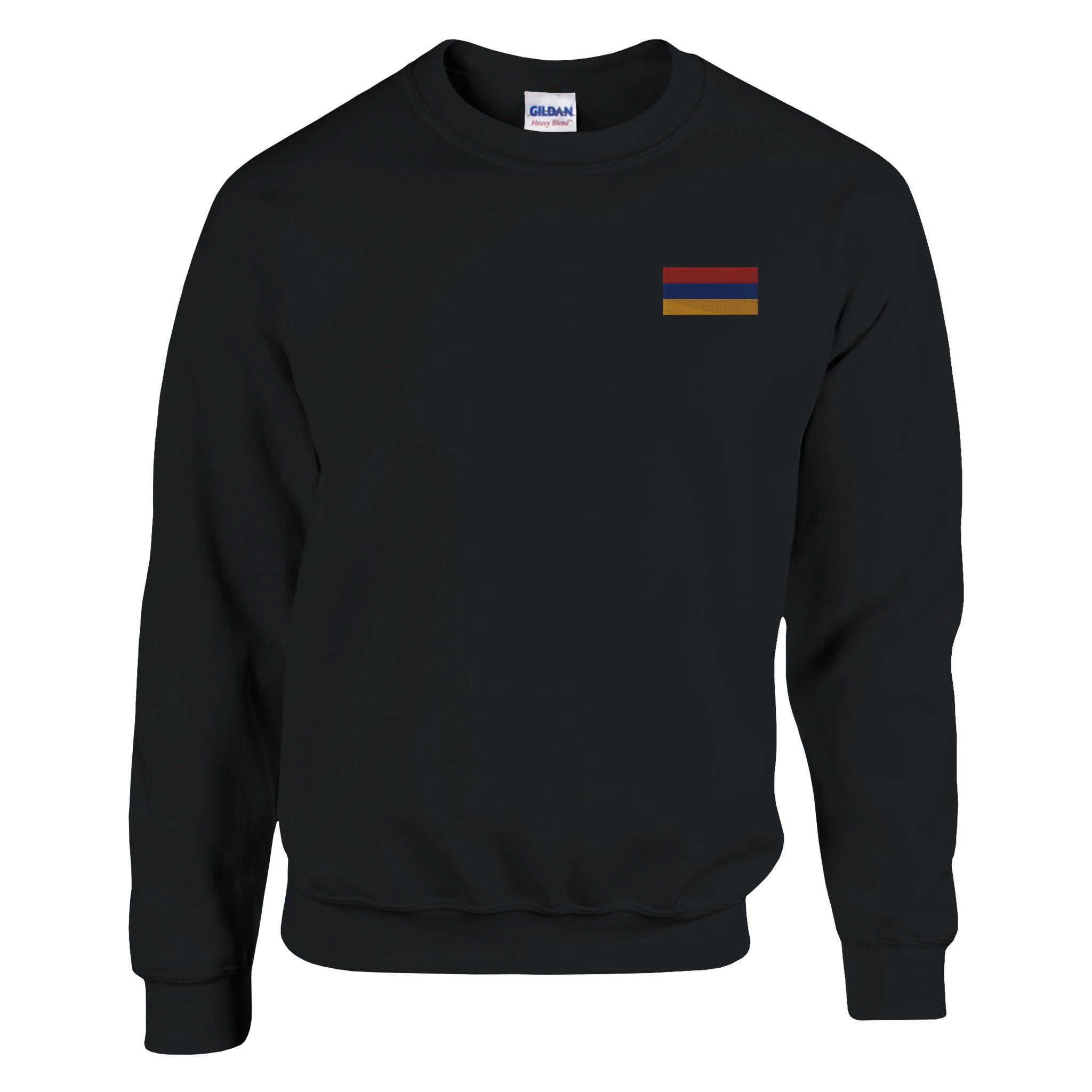 Sweat-shirt en coton et polyester avec broderie du drapeau arménien, couleur vive et design classique.