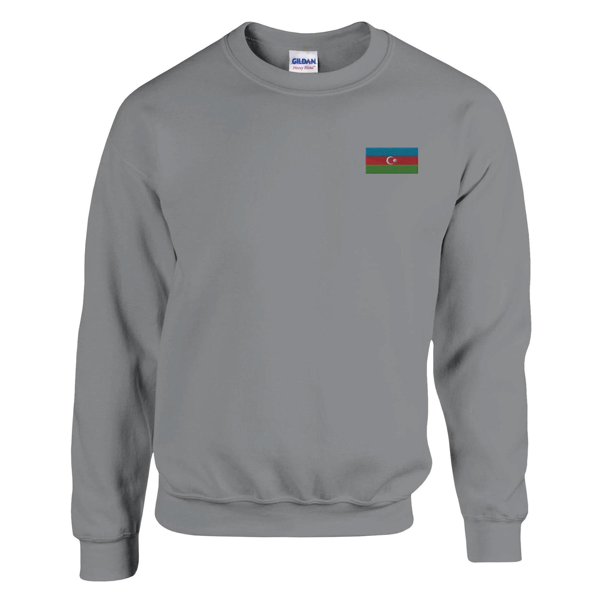 Sweat-shirt en broderie avec le drapeau de l'Azerbaïdjan, mélange de coton et polyester, coupe classique.